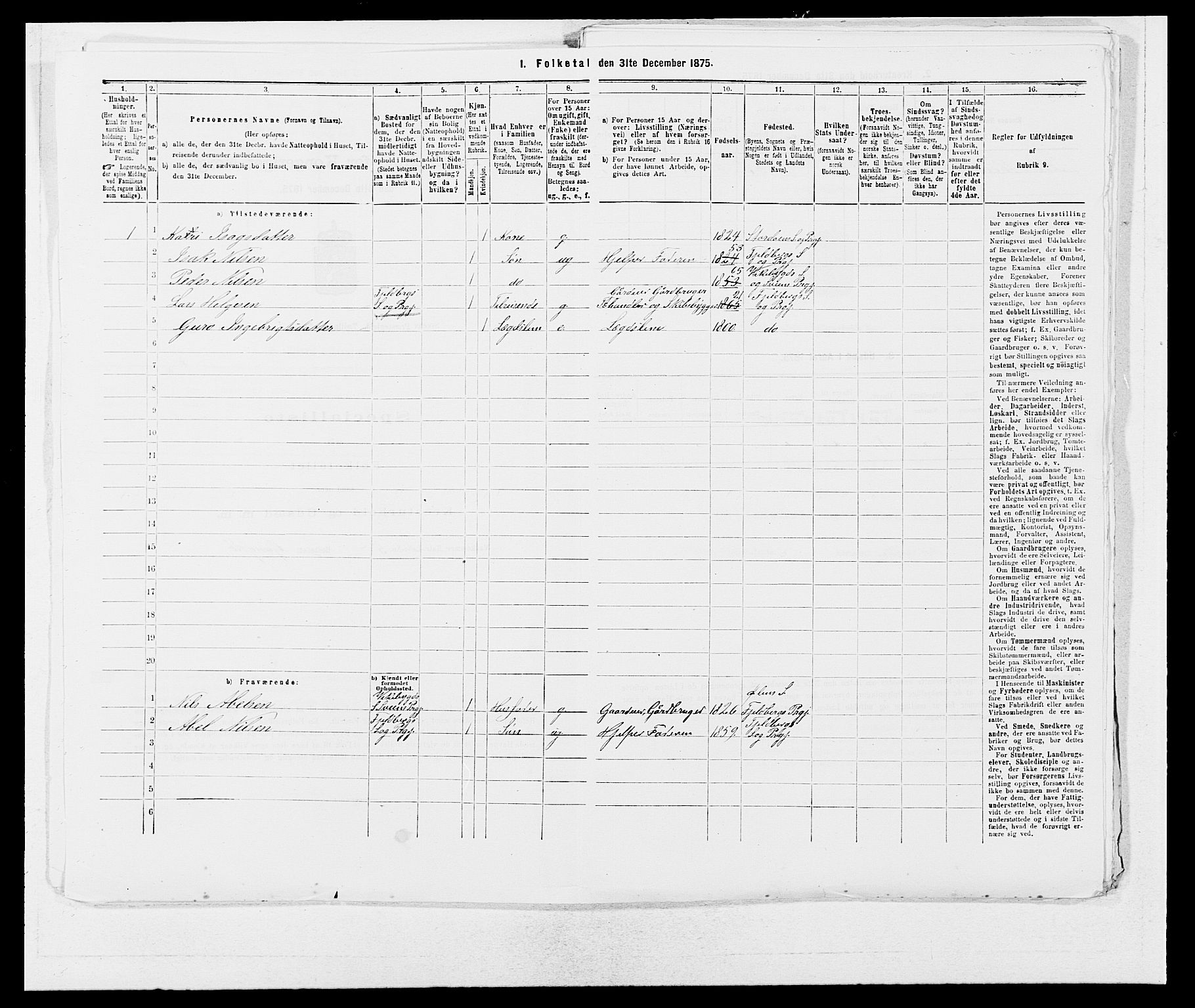 SAB, 1875 census for 1216P Sveio, 1875, p. 53