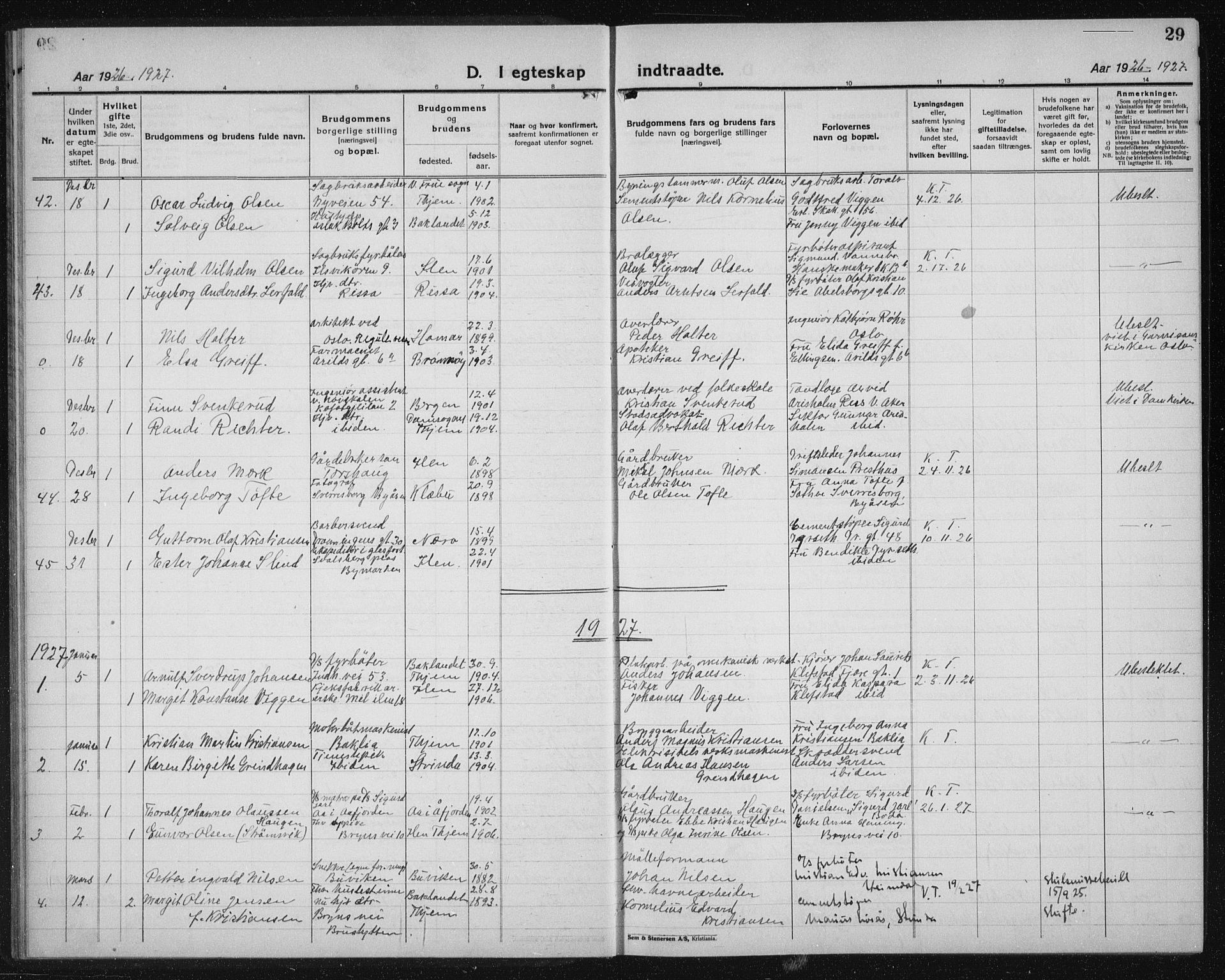 Ministerialprotokoller, klokkerbøker og fødselsregistre - Sør-Trøndelag, SAT/A-1456/603/L0176: Parish register (copy) no. 603C04, 1923-1941, p. 29