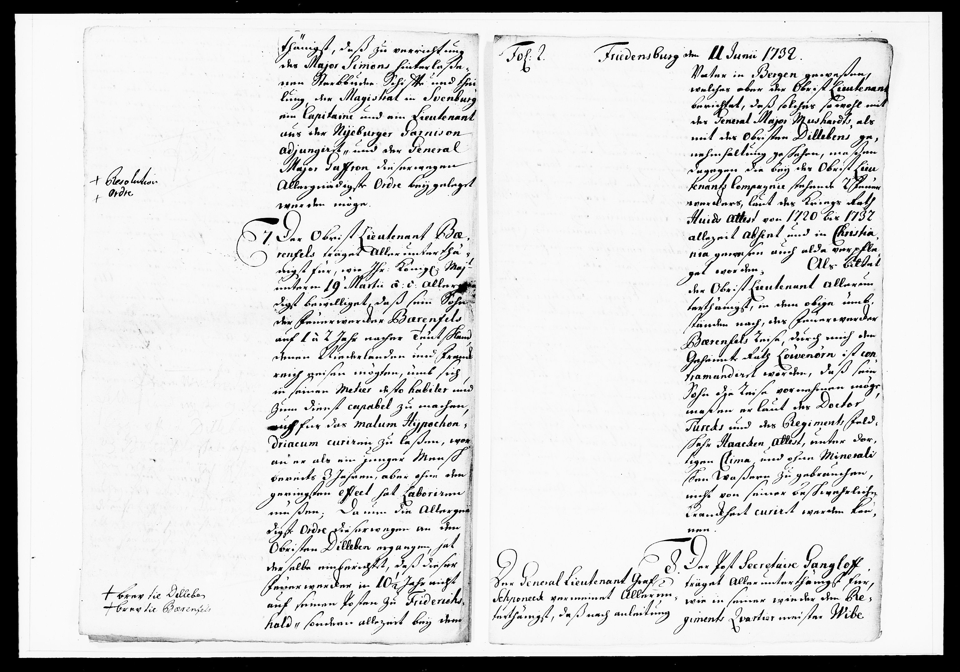 Krigskollegiet, Krigskancelliet, DRA/A-0006/-/1103-1107: Refererede sager, 1732, p. 158