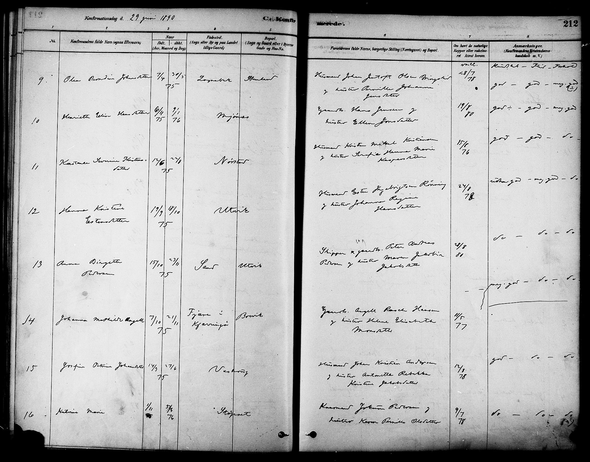 Ministerialprotokoller, klokkerbøker og fødselsregistre - Nordland, SAT/A-1459/852/L0740: Parish register (official) no. 852A10, 1878-1894, p. 212