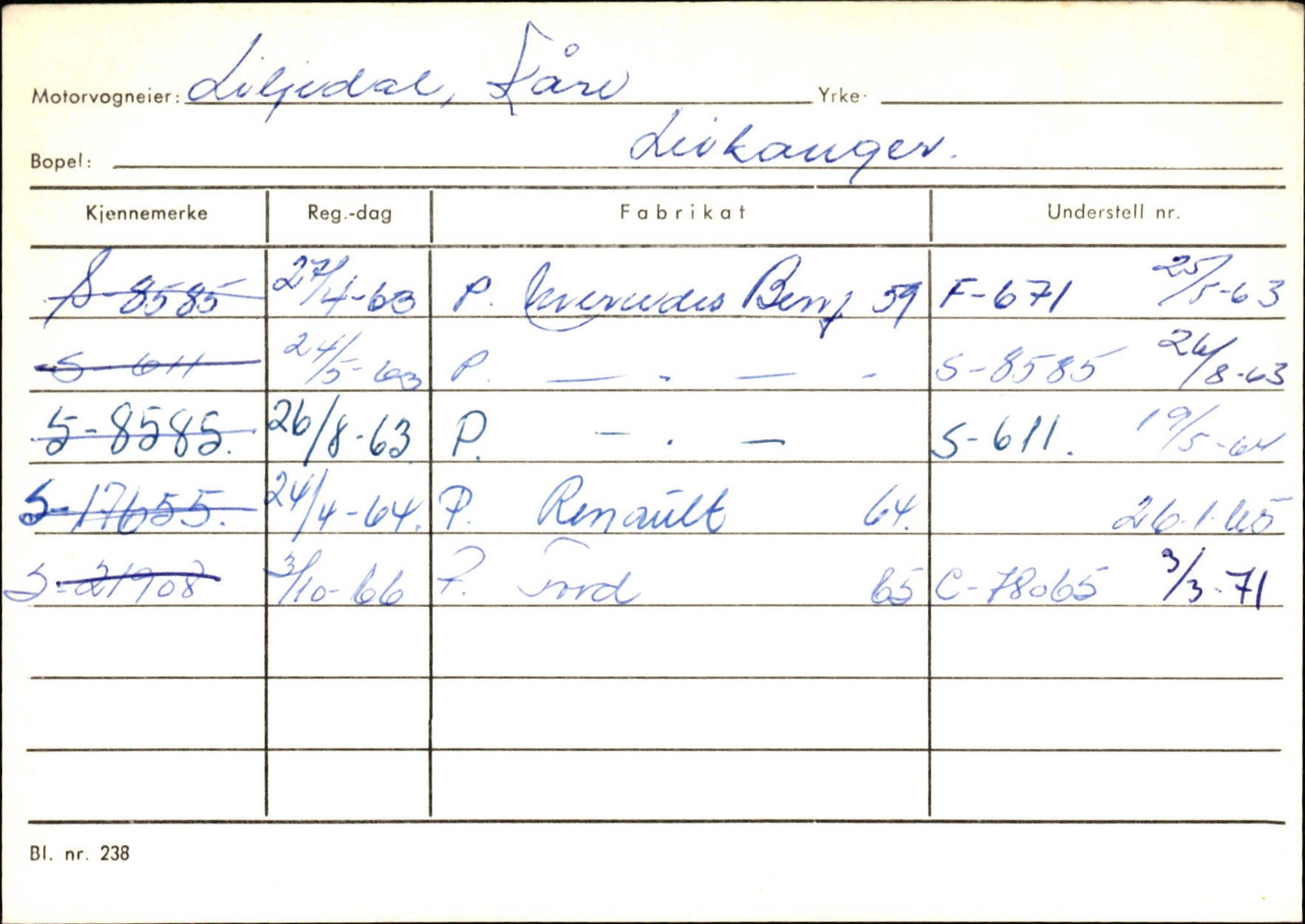 Statens vegvesen, Sogn og Fjordane vegkontor, AV/SAB-A-5301/4/F/L0126: Eigarregister Fjaler M-Å. Leikanger A-Å, 1945-1975, p. 1718