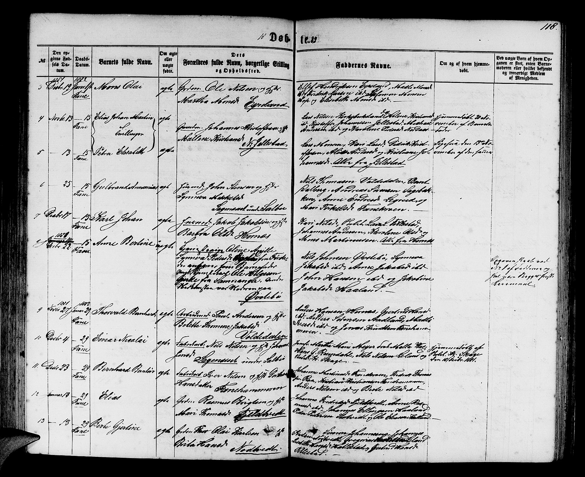 Fana Sokneprestembete, SAB/A-75101/H/Hab/Habb/L0003: Parish register (copy) no. B 3, 1861-1888, p. 118