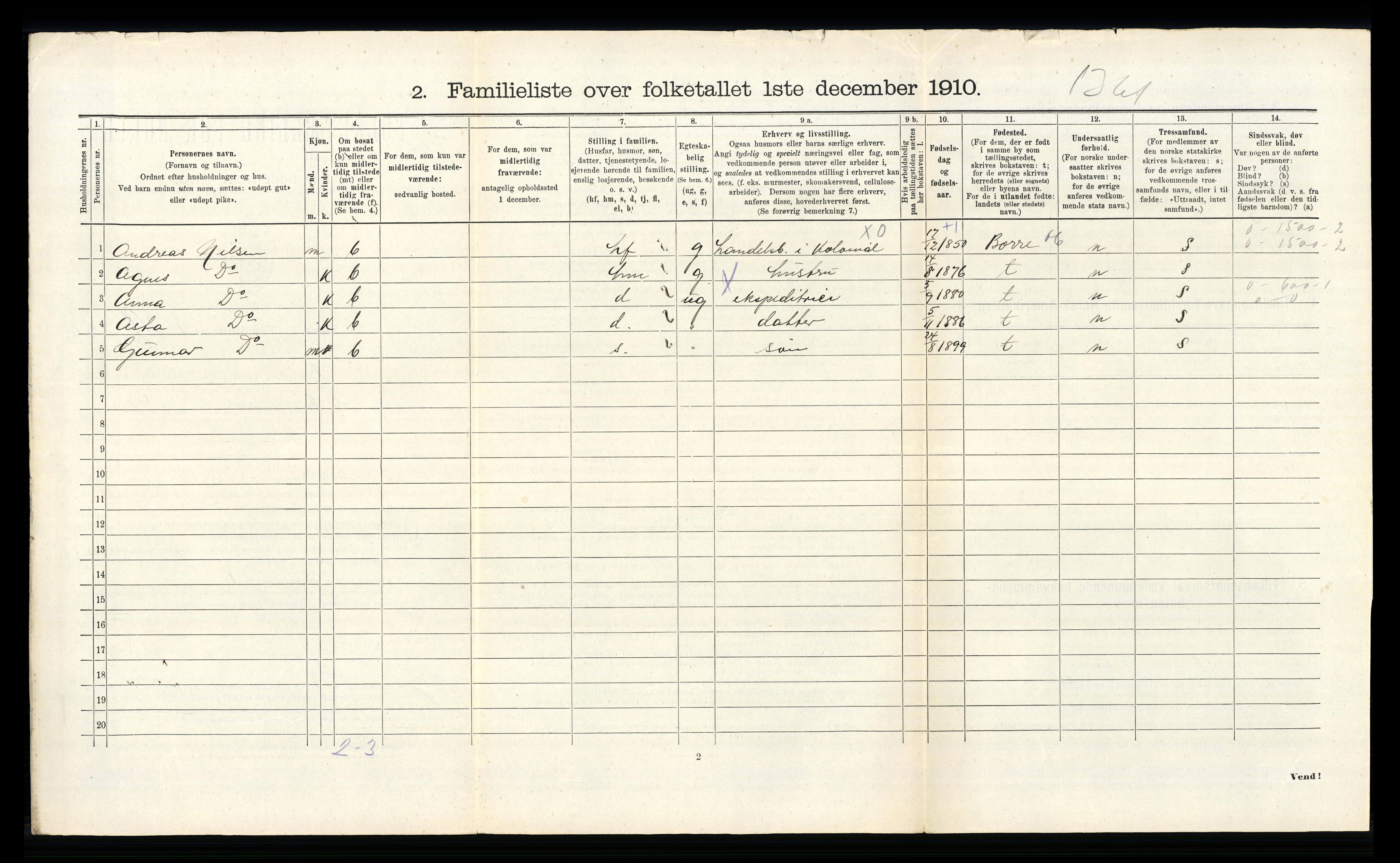 RA, 1910 census for Horten, 1910, p. 2749