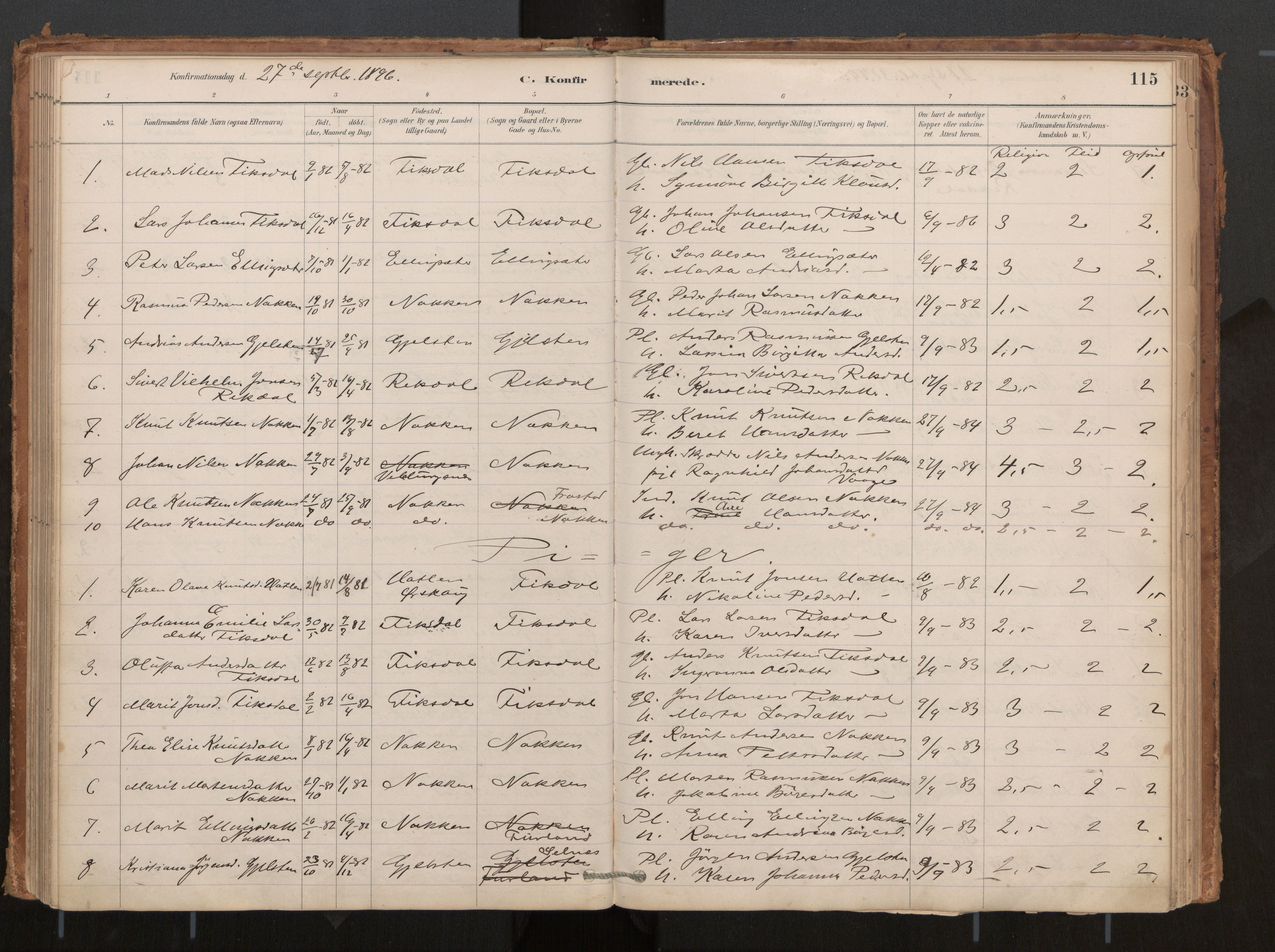 Ministerialprotokoller, klokkerbøker og fødselsregistre - Møre og Romsdal, AV/SAT-A-1454/540/L0540a: Parish register (official) no. 540A02, 1884-1908, p. 115