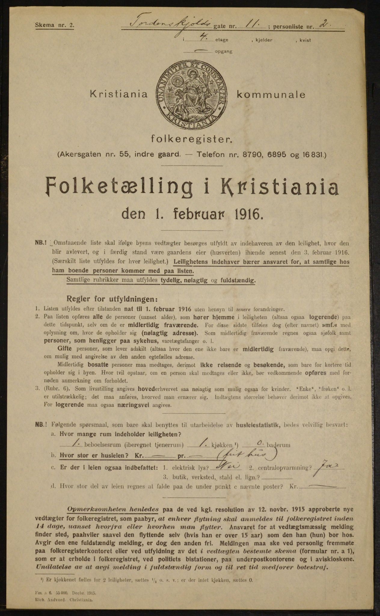 OBA, Municipal Census 1916 for Kristiania, 1916, p. 117035