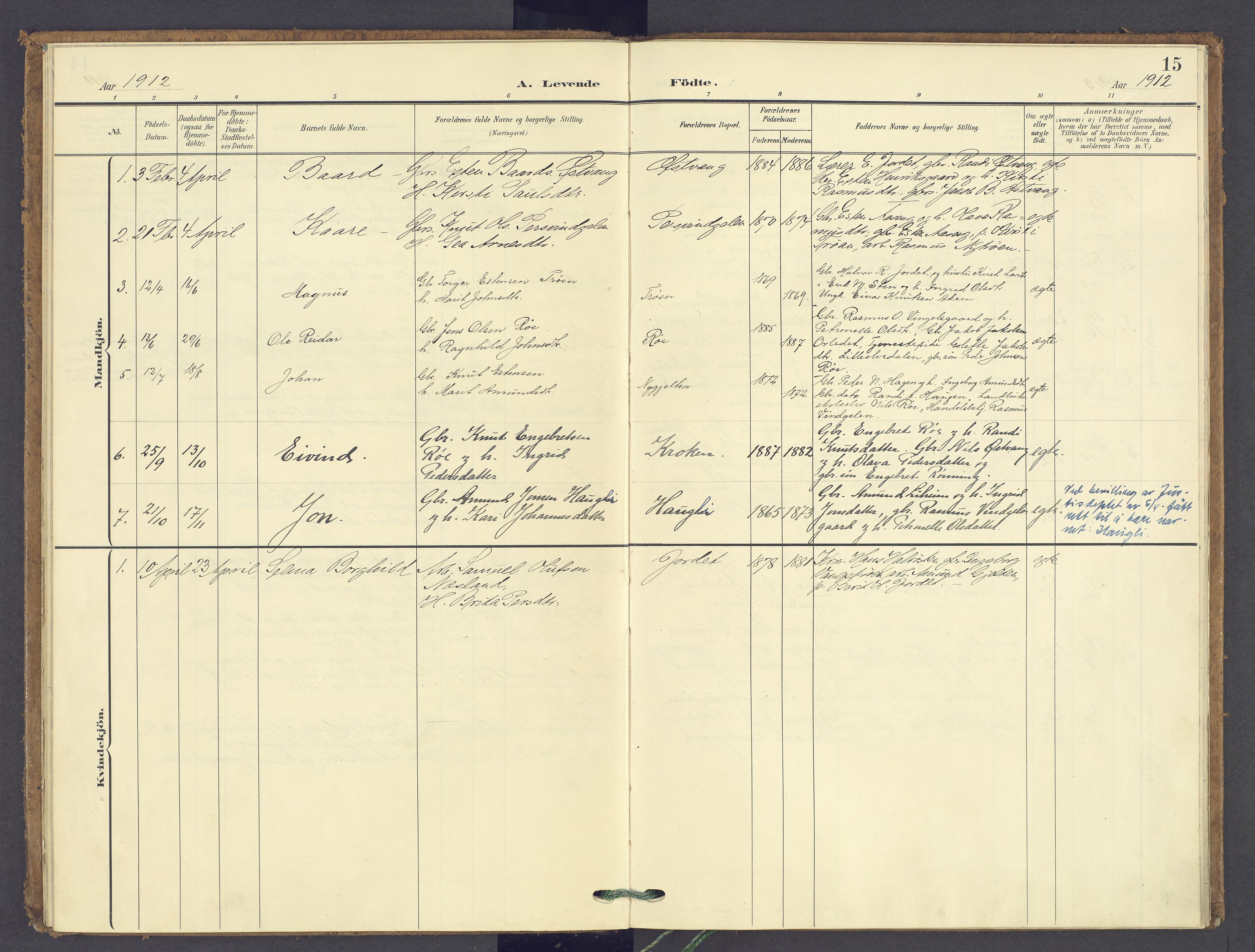 Tolga prestekontor, SAH/PREST-062/K/L0015: Parish register (official) no. 15, 1903-1946, p. 15
