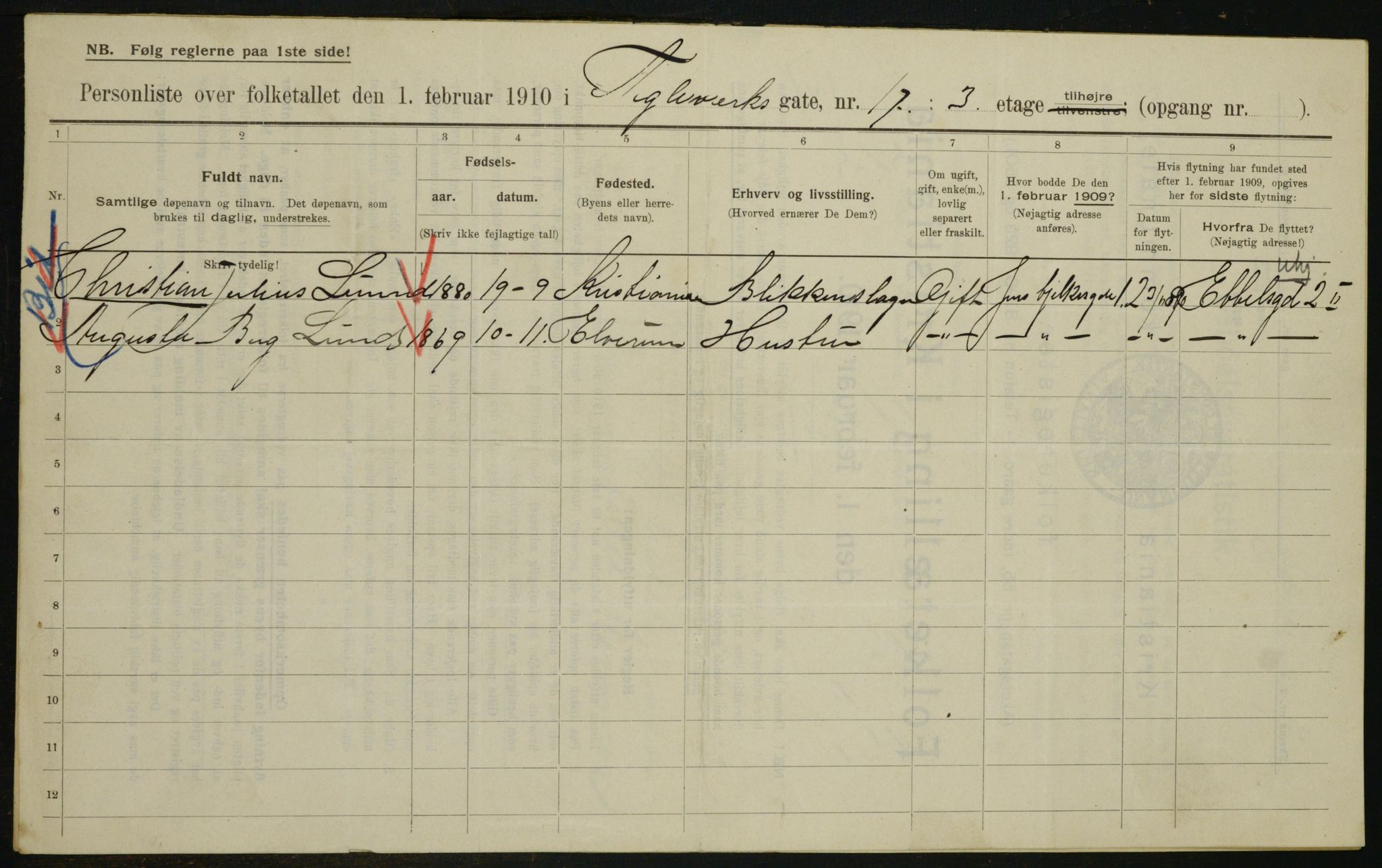 OBA, Municipal Census 1910 for Kristiania, 1910, p. 102146