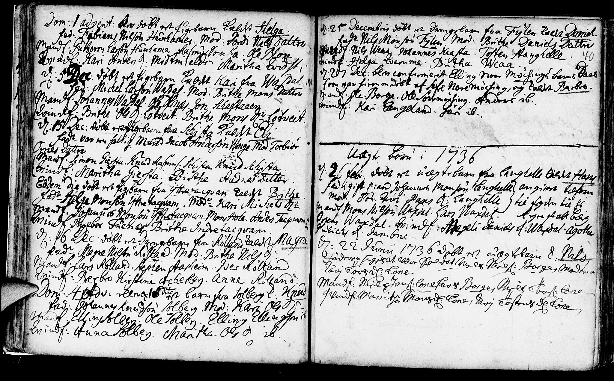 Haus sokneprestembete, SAB/A-75601/H/Haa: Parish register (official) no. A 5, 1733-1747, p. 40