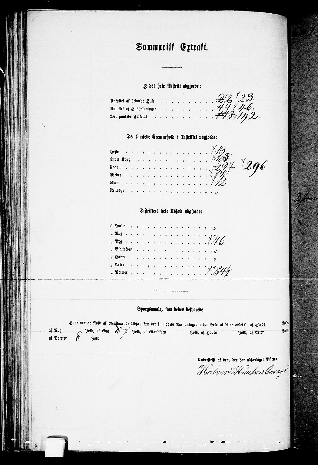 RA, 1865 census for Valle, 1865, p. 72