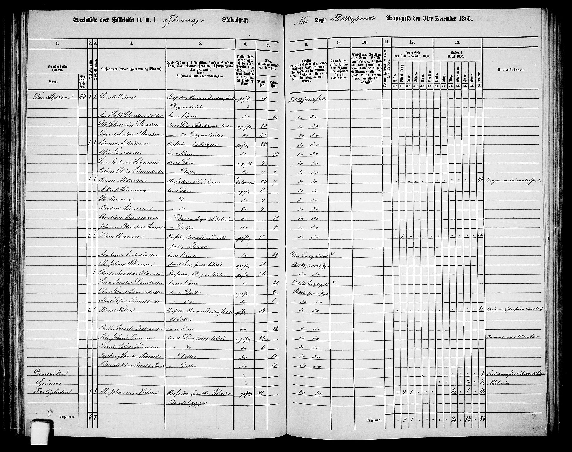 RA, 1865 census for Flekkefjord/Nes og Hidra, 1865, p. 110