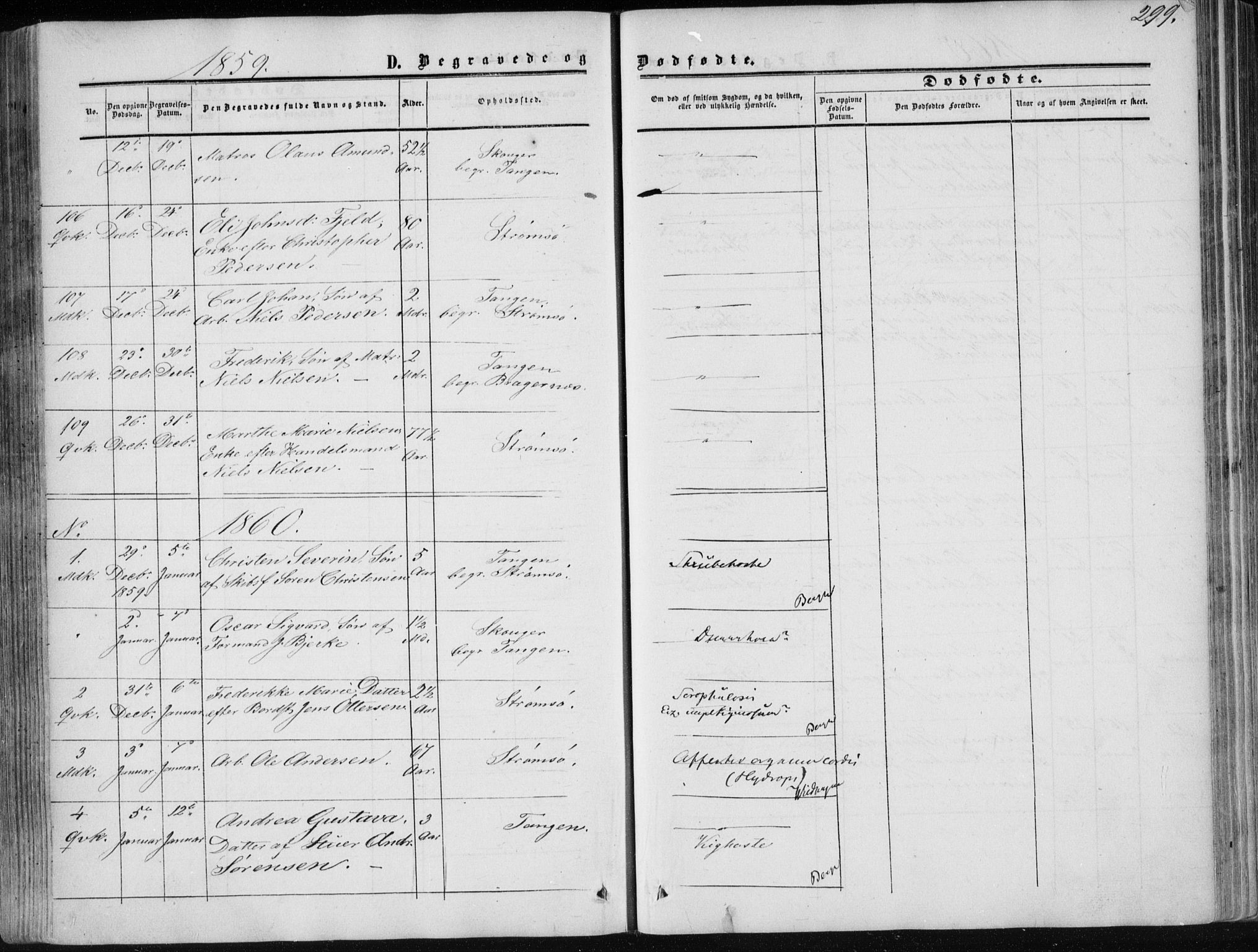 Strømsø kirkebøker, SAKO/A-246/F/Fa/L0015: Parish register (official) no. I 15, 1859-1868, p. 299