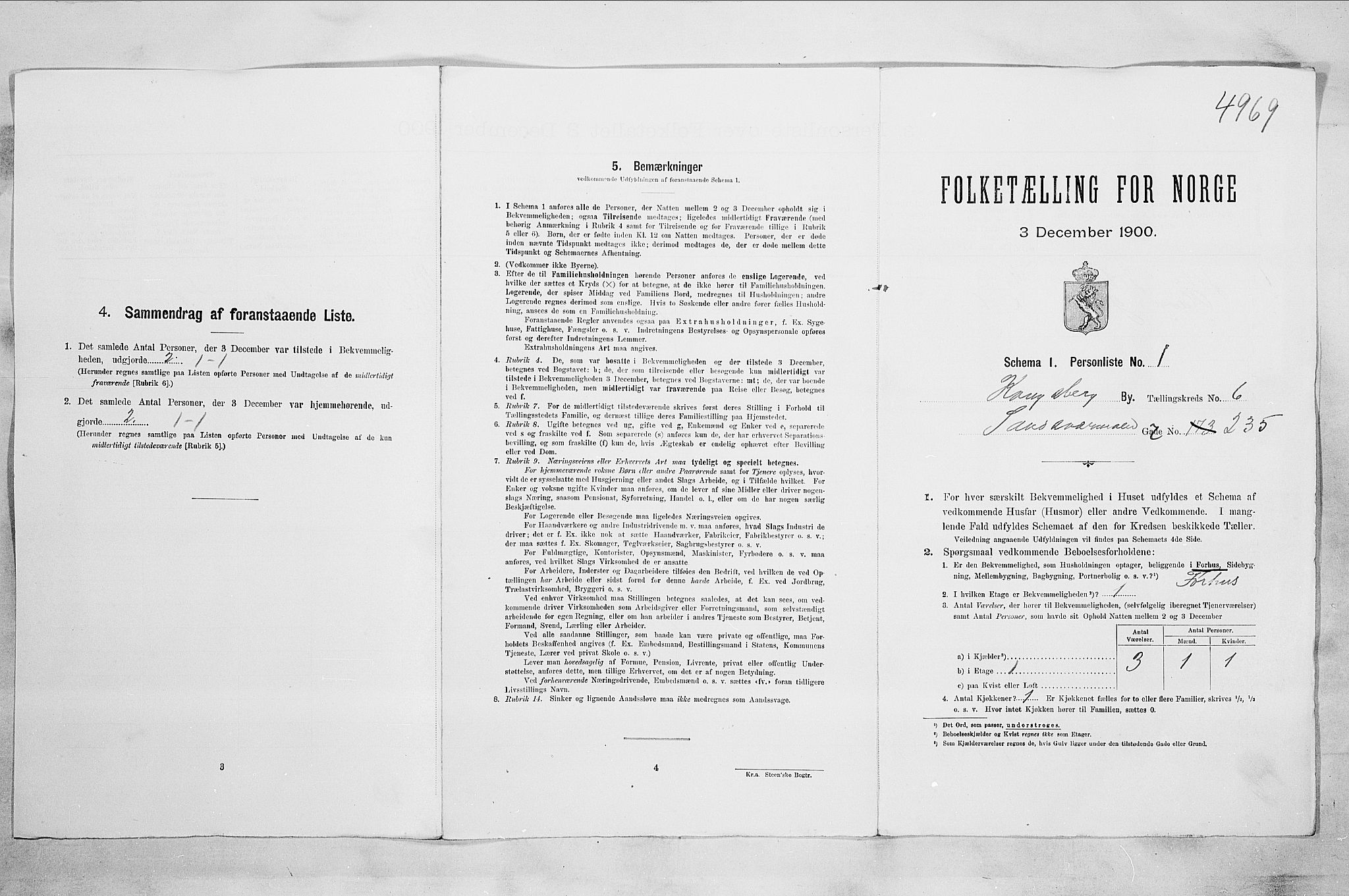 RA, 1900 census for Kongsberg, 1900, p. 1046