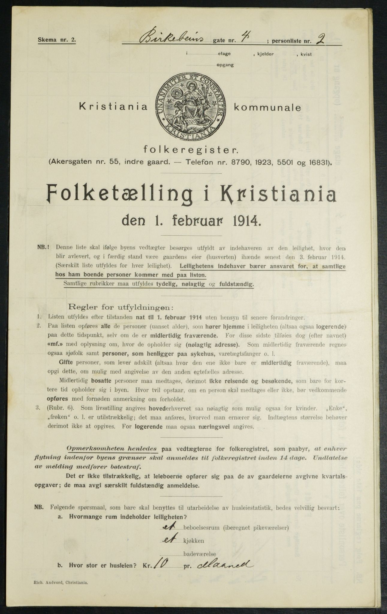 OBA, Municipal Census 1914 for Kristiania, 1914, p. 4923