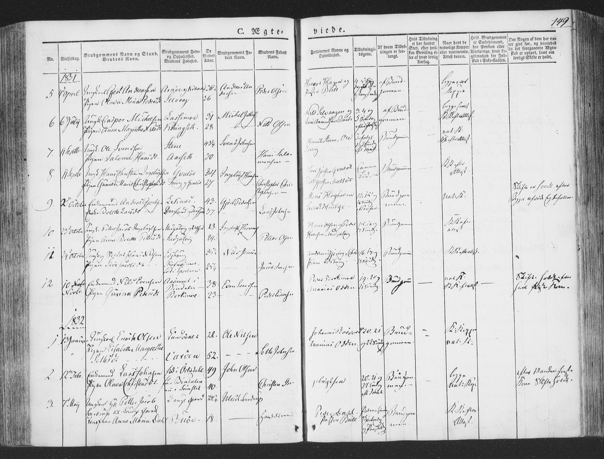 Ministerialprotokoller, klokkerbøker og fødselsregistre - Nord-Trøndelag, SAT/A-1458/780/L0639: Parish register (official) no. 780A04, 1830-1844, p. 149