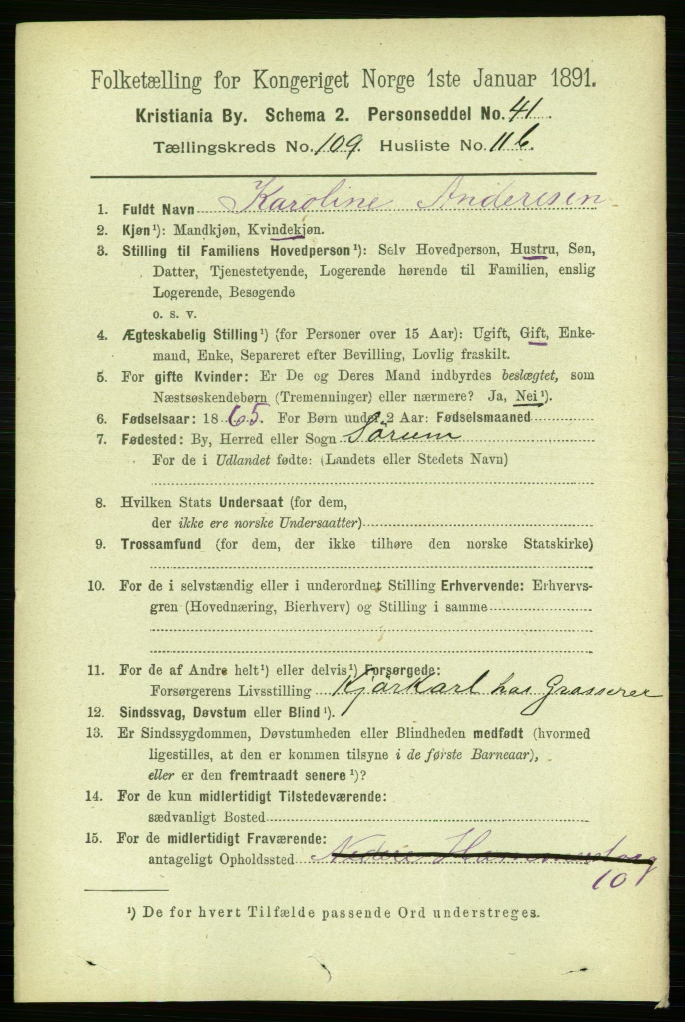 RA, 1891 census for 0301 Kristiania, 1891, p. 56673