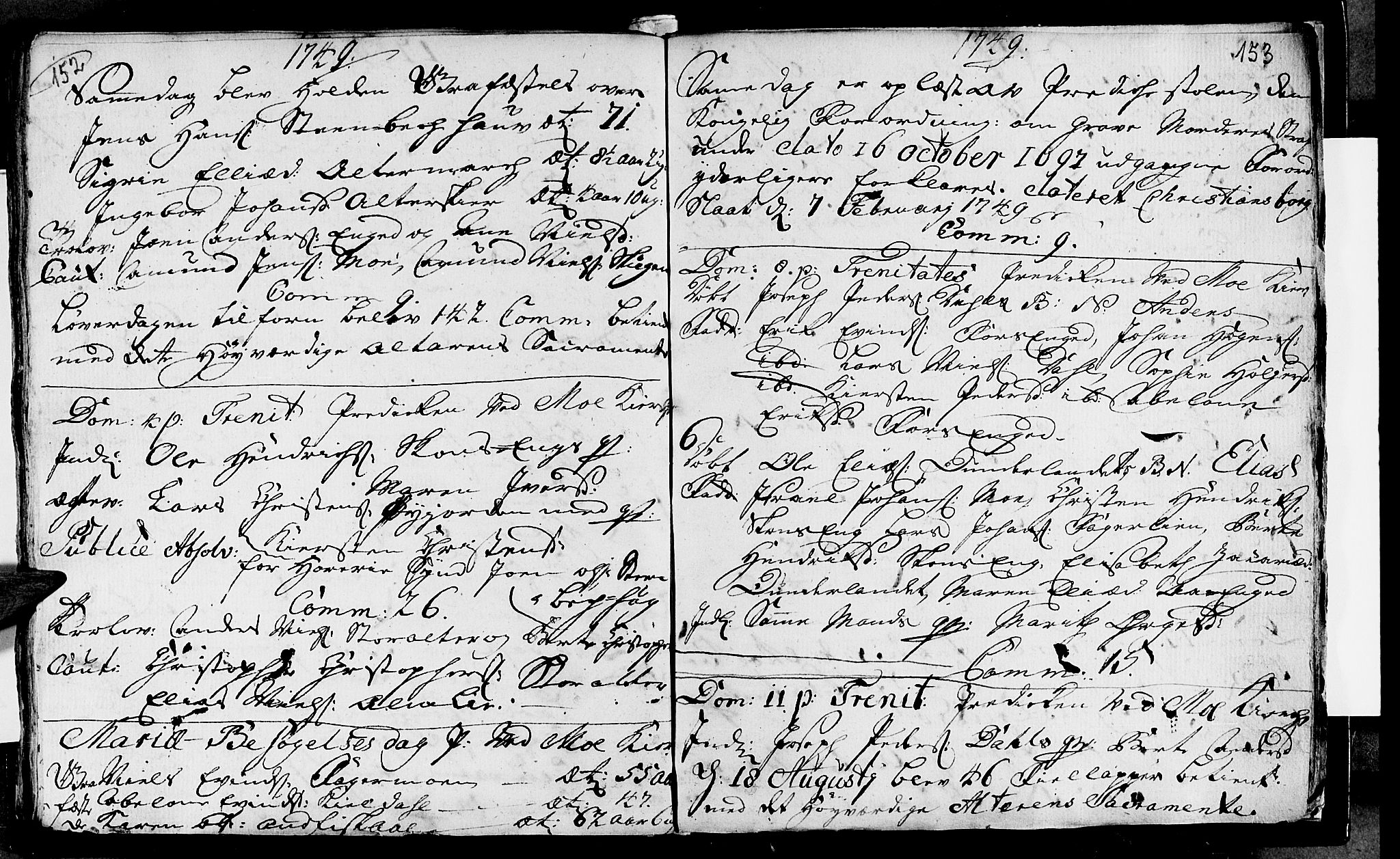 Ministerialprotokoller, klokkerbøker og fødselsregistre - Nordland, AV/SAT-A-1459/827/L0389: Parish register (official) no. 827A01, 1740-1751, p. 152-153