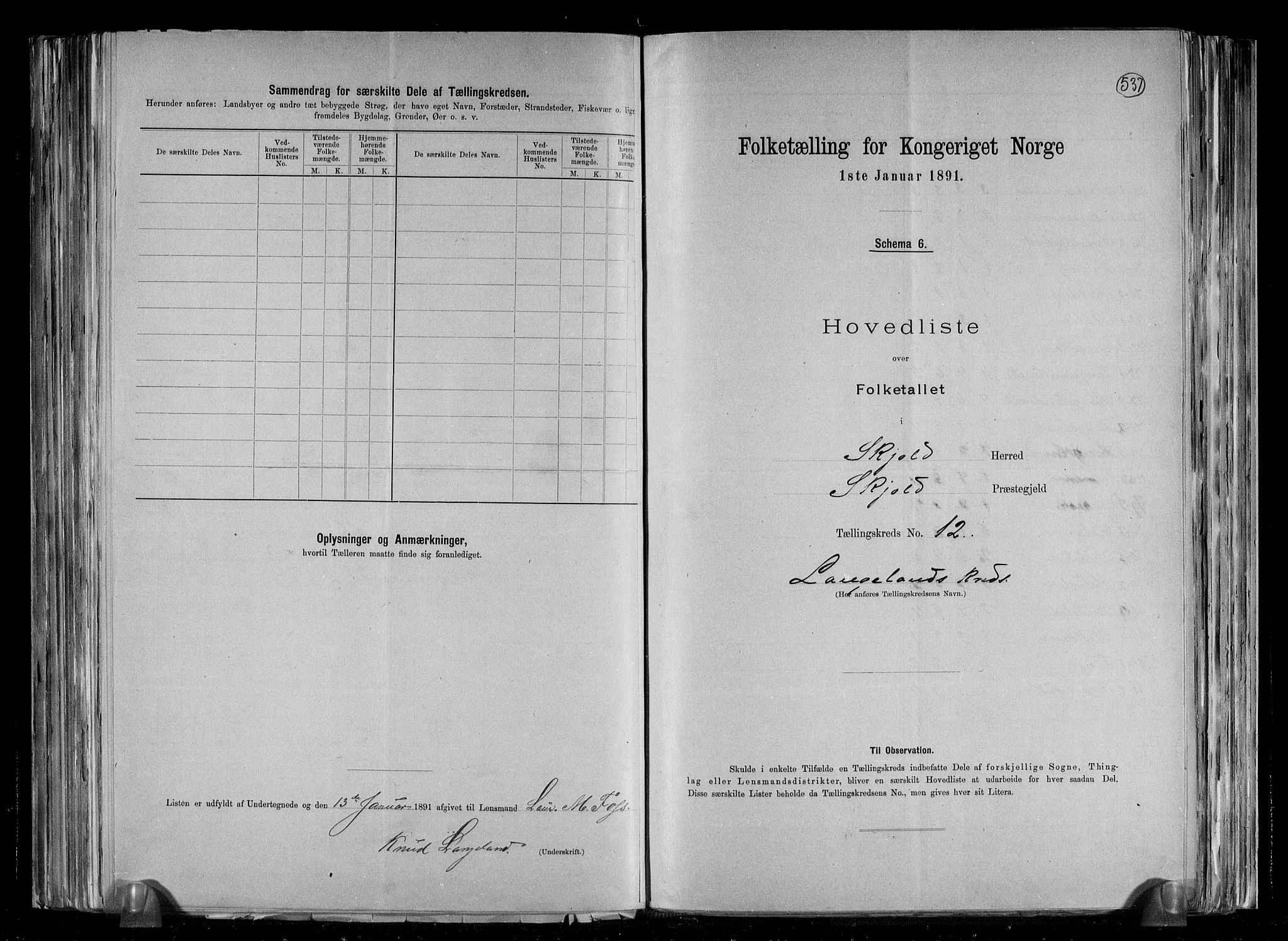 RA, 1891 census for 1154 Skjold, 1891, p. 27