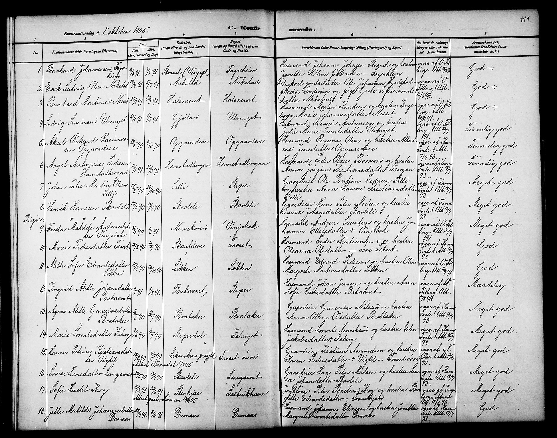 Ministerialprotokoller, klokkerbøker og fødselsregistre - Nord-Trøndelag, SAT/A-1458/733/L0327: Parish register (copy) no. 733C02, 1888-1918, p. 111