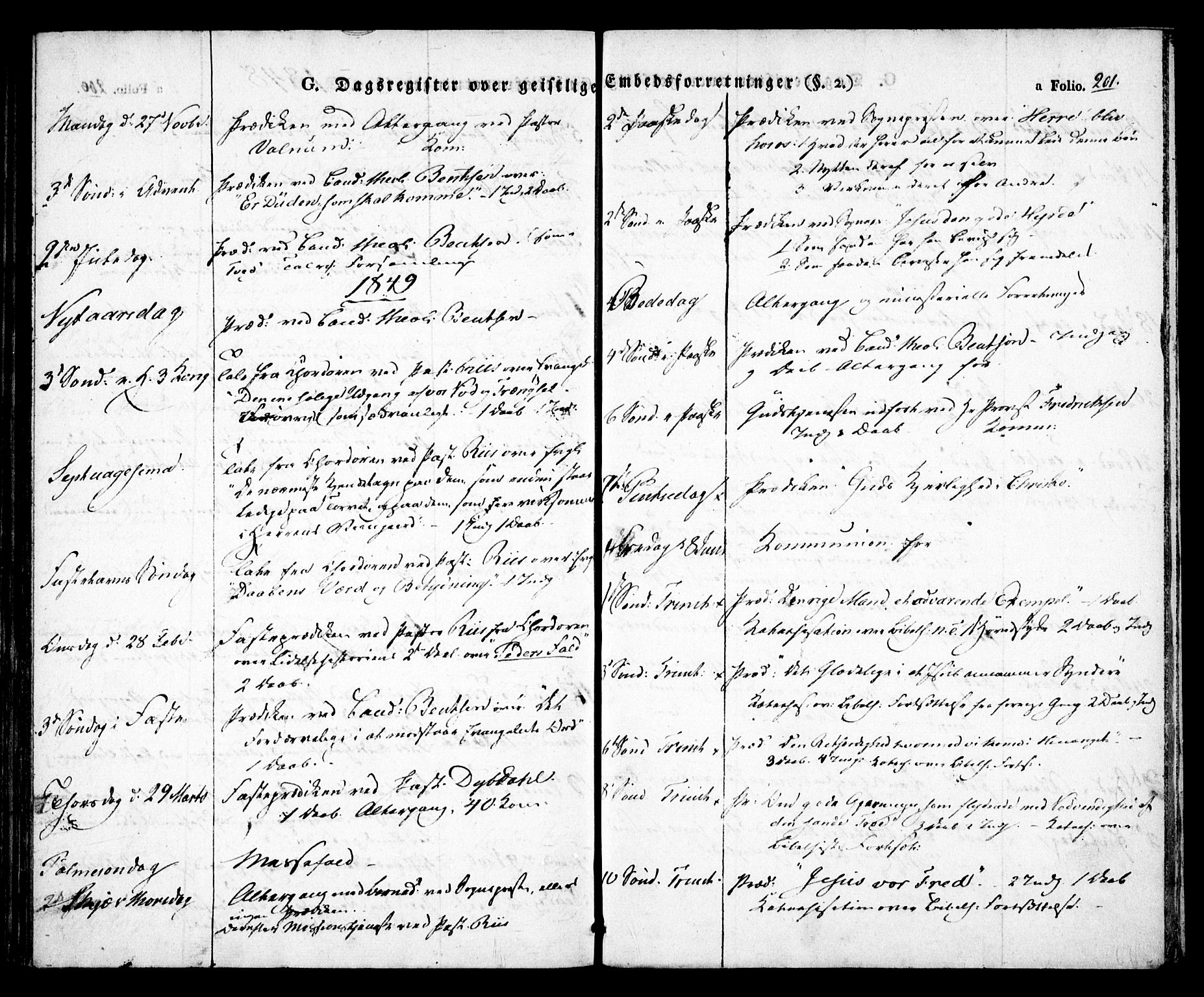 Birkenes sokneprestkontor, SAK/1111-0004/F/Fa/L0001: Parish register (official) no. A 1, 1829-1849, p. 201