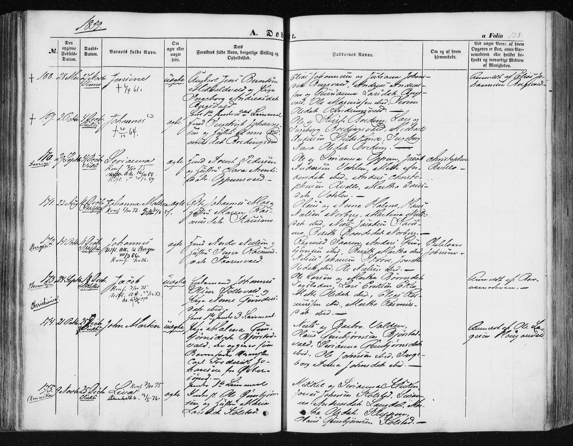 Ministerialprotokoller, klokkerbøker og fødselsregistre - Nord-Trøndelag, AV/SAT-A-1458/723/L0240: Parish register (official) no. 723A09, 1852-1860, p. 128