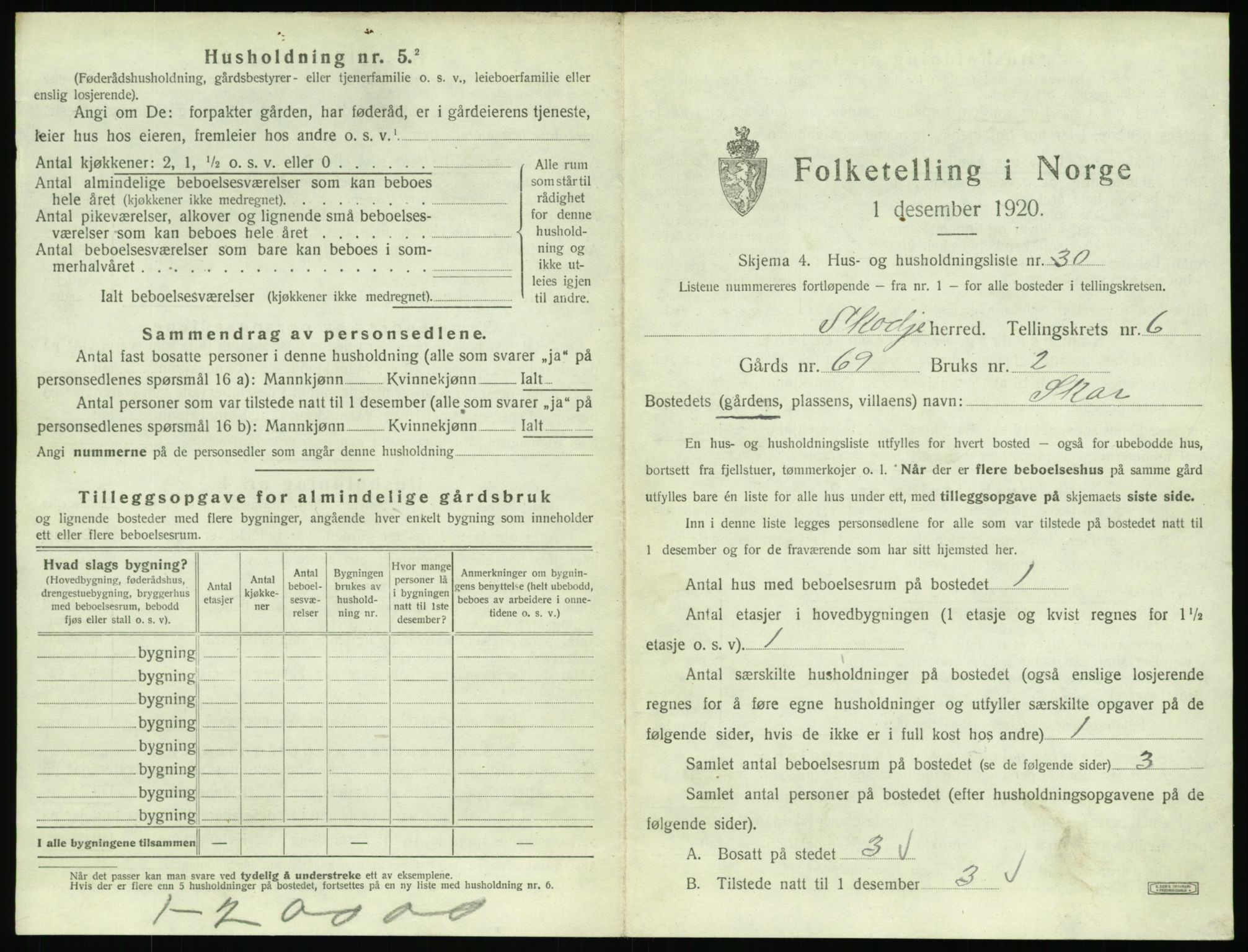 SAT, 1920 census for Skodje, 1920, p. 459