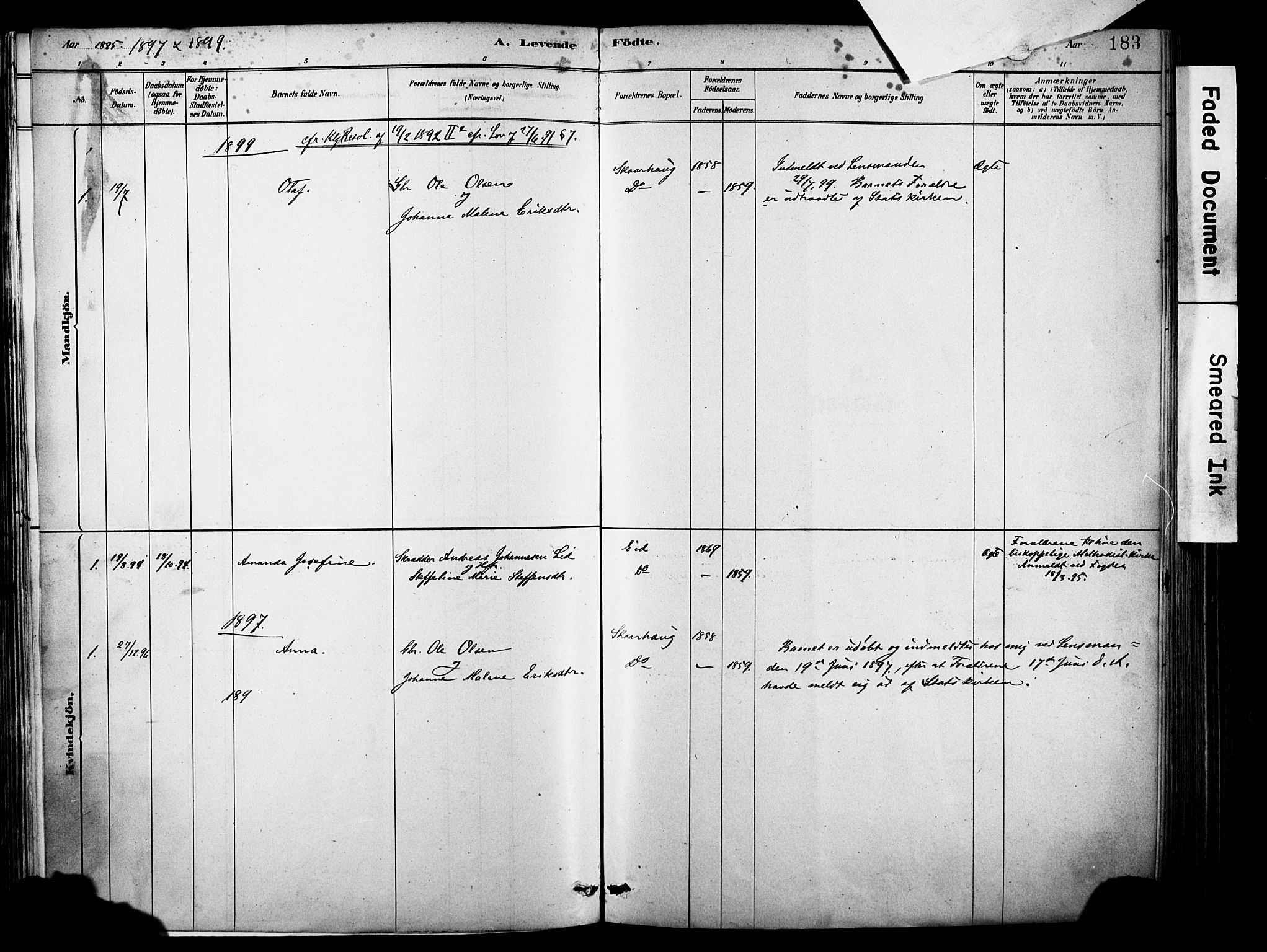 Eid sokneprestembete, AV/SAB-A-82301/H/Haa/Haab/L0001: Parish register (official) no. B 1, 1879-1906, p. 183