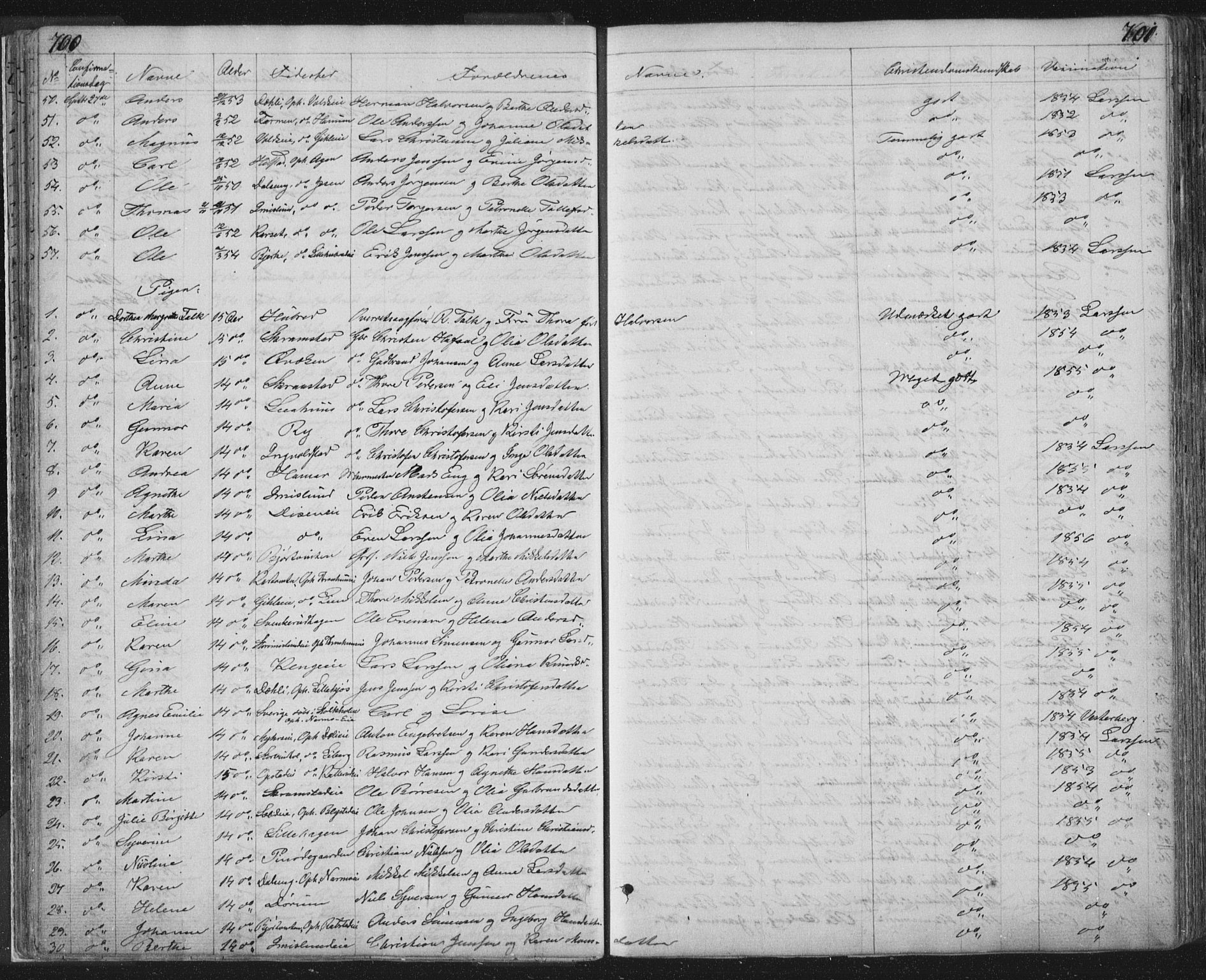 Vang prestekontor, Hedmark, AV/SAH-PREST-008/H/Ha/Hab/L0010B: Parish register (copy) no. 10b, 1854-1896, p. 700-701