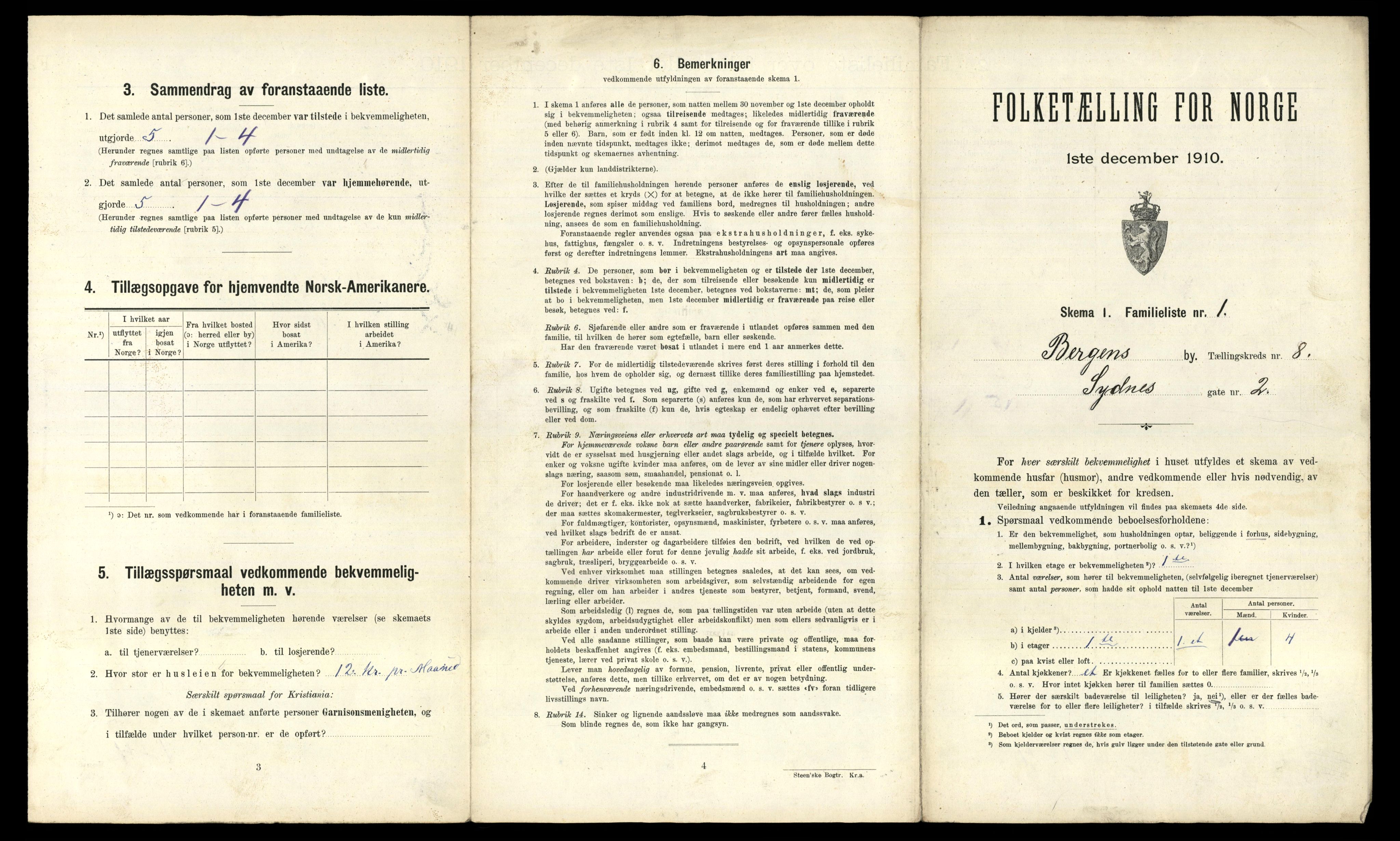 RA, 1910 census for Bergen, 1910, p. 2611