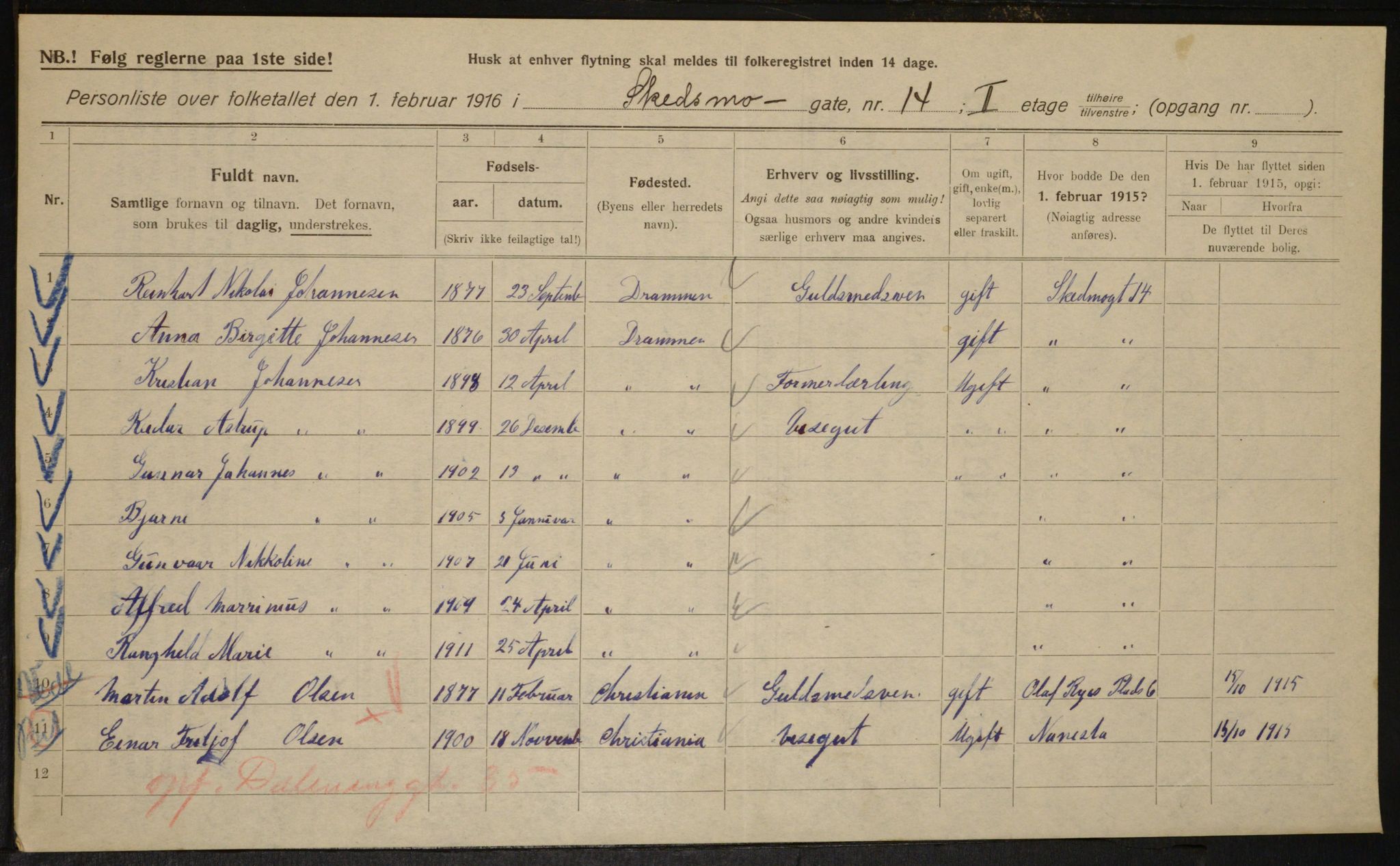 OBA, Municipal Census 1916 for Kristiania, 1916, p. 97880