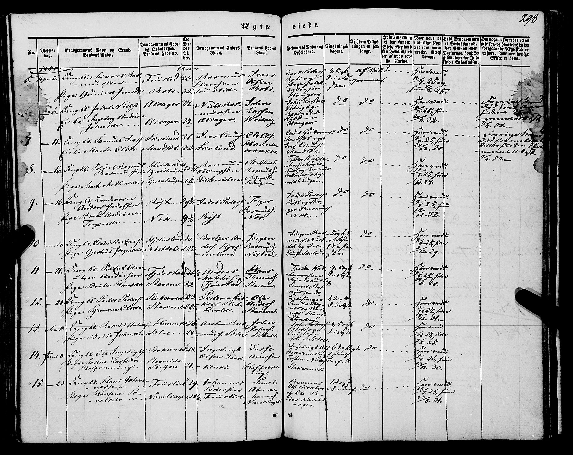 Eid sokneprestembete, SAB/A-82301/H/Haa/Haaa/L0007: Parish register (official) no. A 7, 1844-1858, p. 298