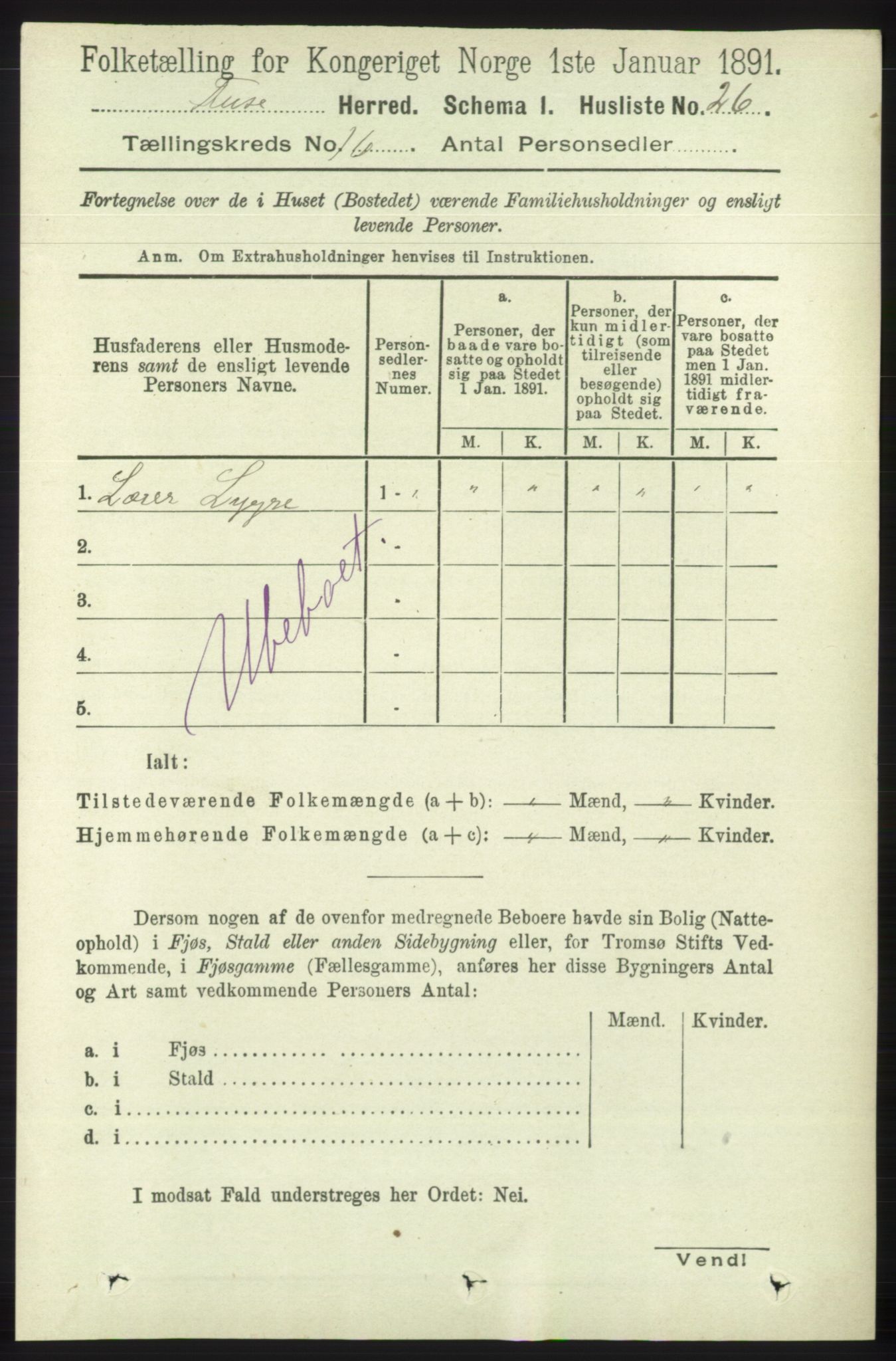 RA, 1891 census for 1241 Fusa, 1891, p. 3593