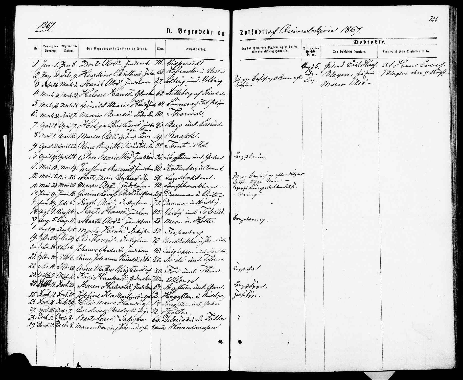 Fet prestekontor Kirkebøker, AV/SAO-A-10370a/F/Fa/L0013: Parish register (official) no. I 13, 1867-1877, p. 206