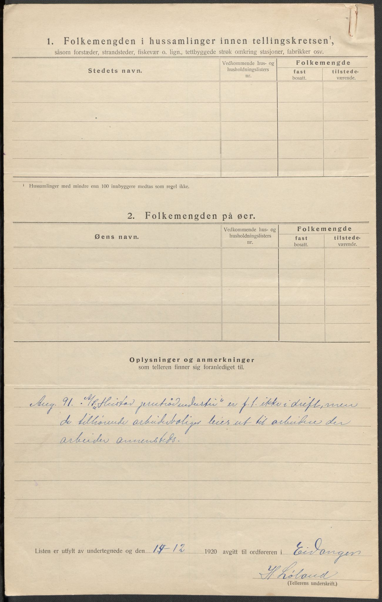 SAKO, 1920 census for Eidanger, 1920, p. 43