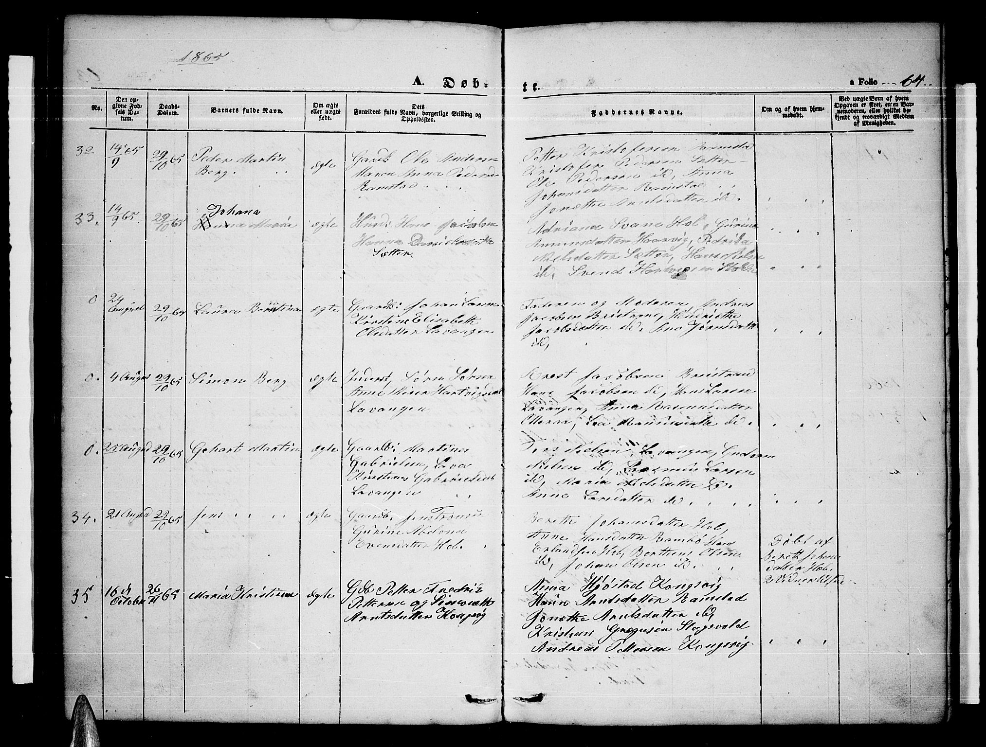 Ministerialprotokoller, klokkerbøker og fødselsregistre - Nordland, AV/SAT-A-1459/865/L0929: Parish register (copy) no. 865C01, 1840-1866, p. 64