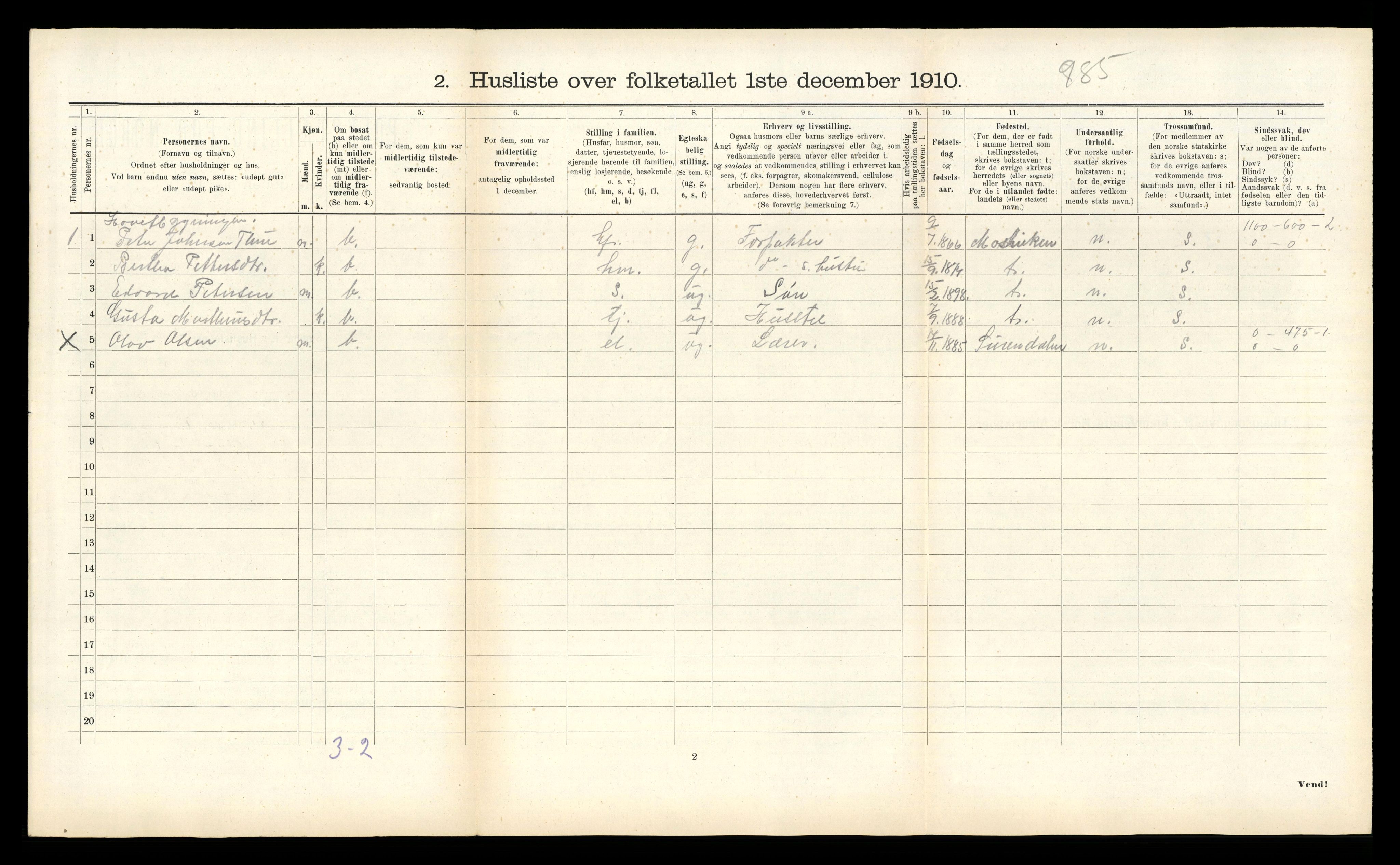 RA, 1910 census for Verran, 1910, p. 448