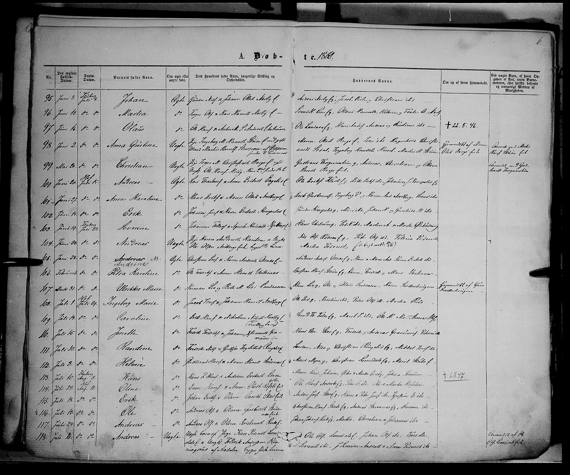Søndre Land prestekontor, SAH/PREST-122/K/L0001: Parish register (official) no. 1, 1860-1877, p. 6