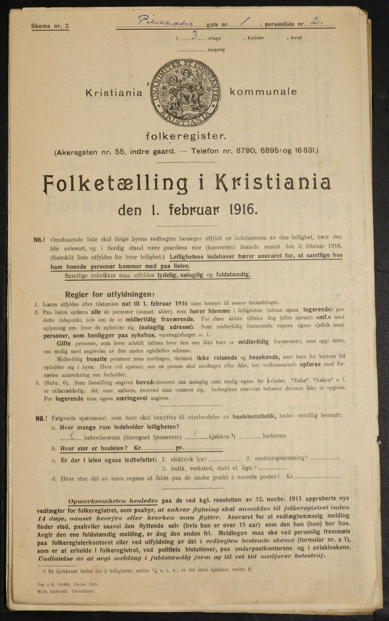 OBA, Municipal Census 1916 for Kristiania, 1916, p. 80744