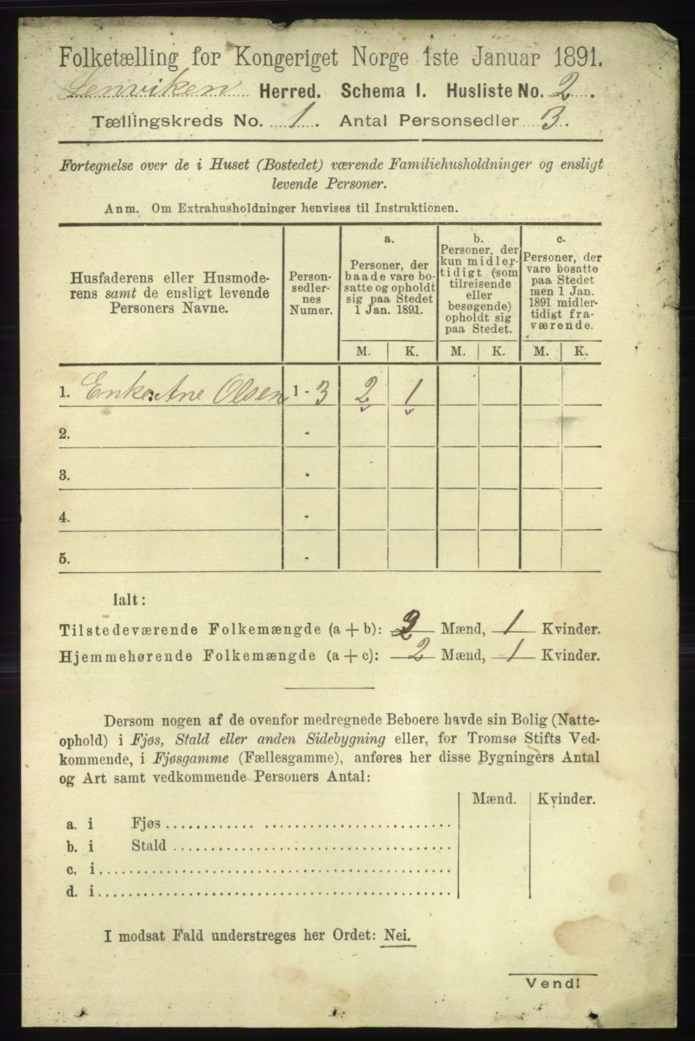 RA, 1891 census for 1931 Lenvik, 1891, p. 25