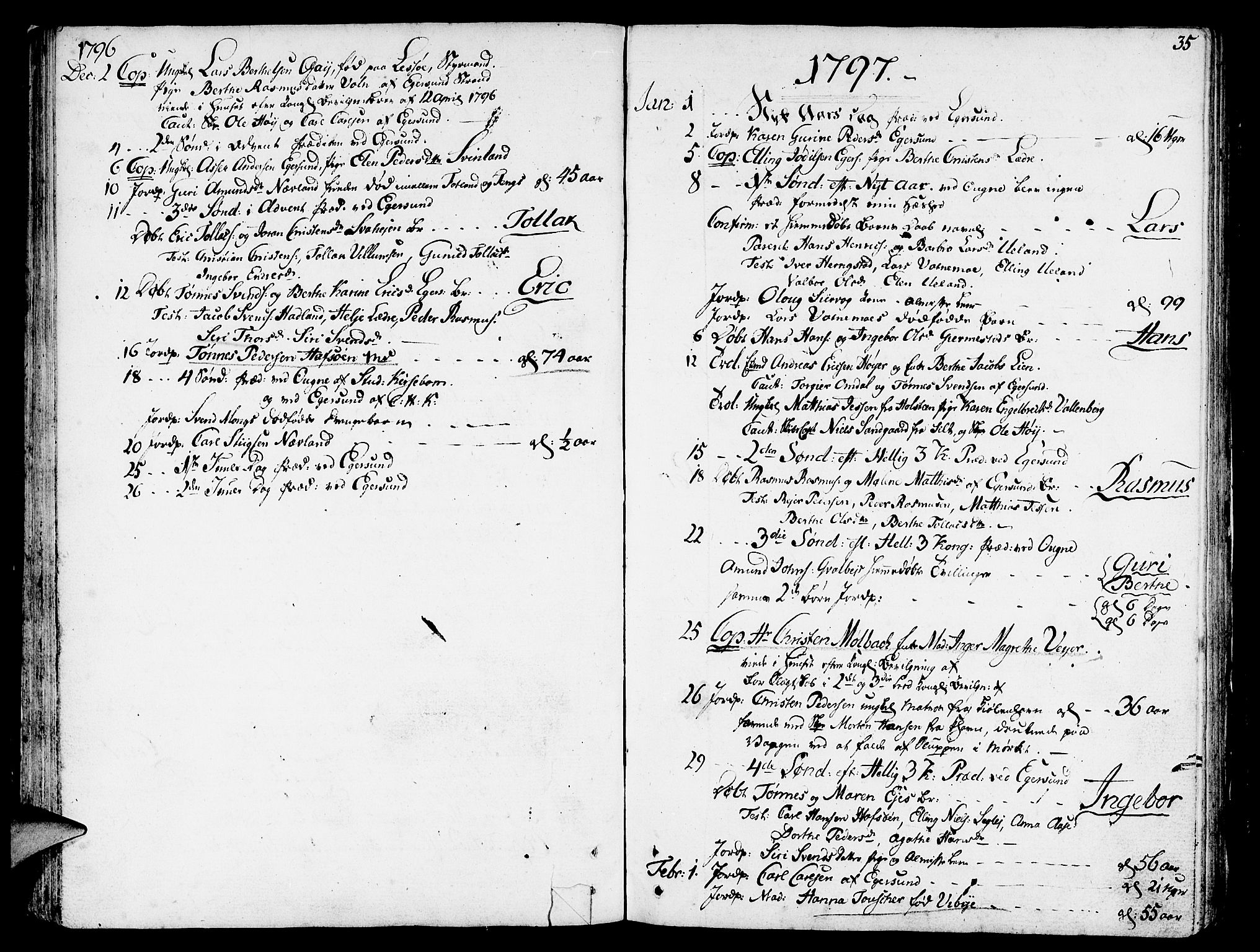 Eigersund sokneprestkontor, SAST/A-101807/S08/L0005: Parish register (official) no. A 5 /1, 1790-1808, p. 35
