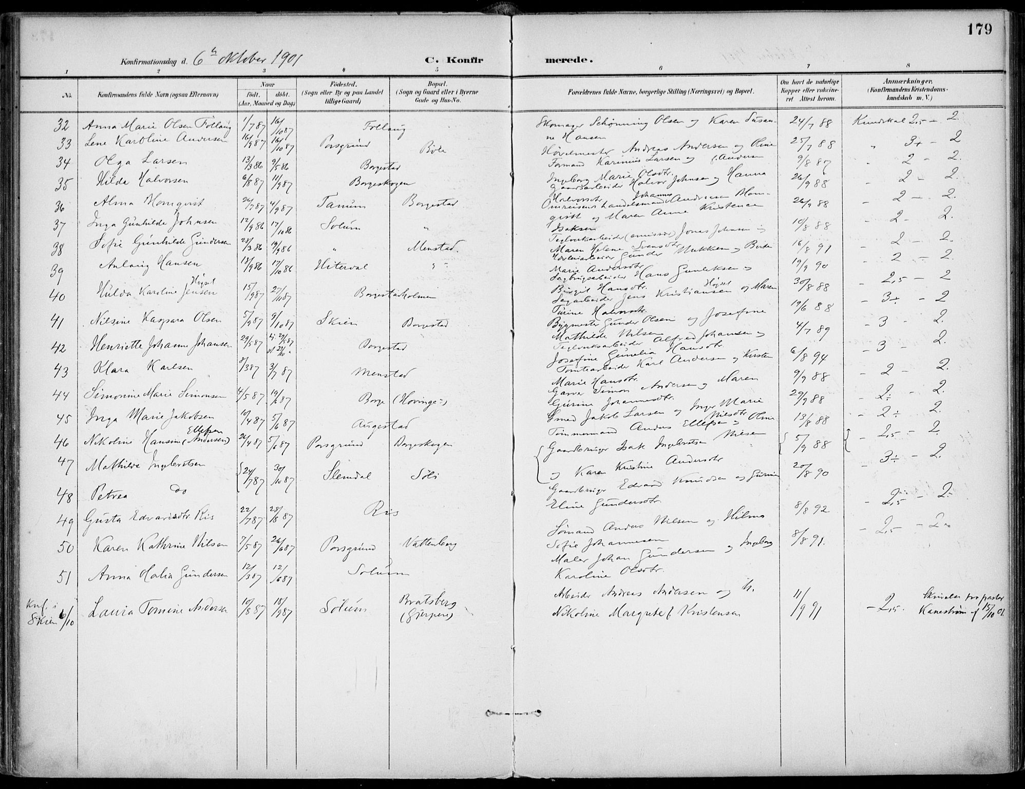 Gjerpen kirkebøker, SAKO/A-265/F/Fa/L0011: Parish register (official) no. I 11, 1896-1904, p. 179