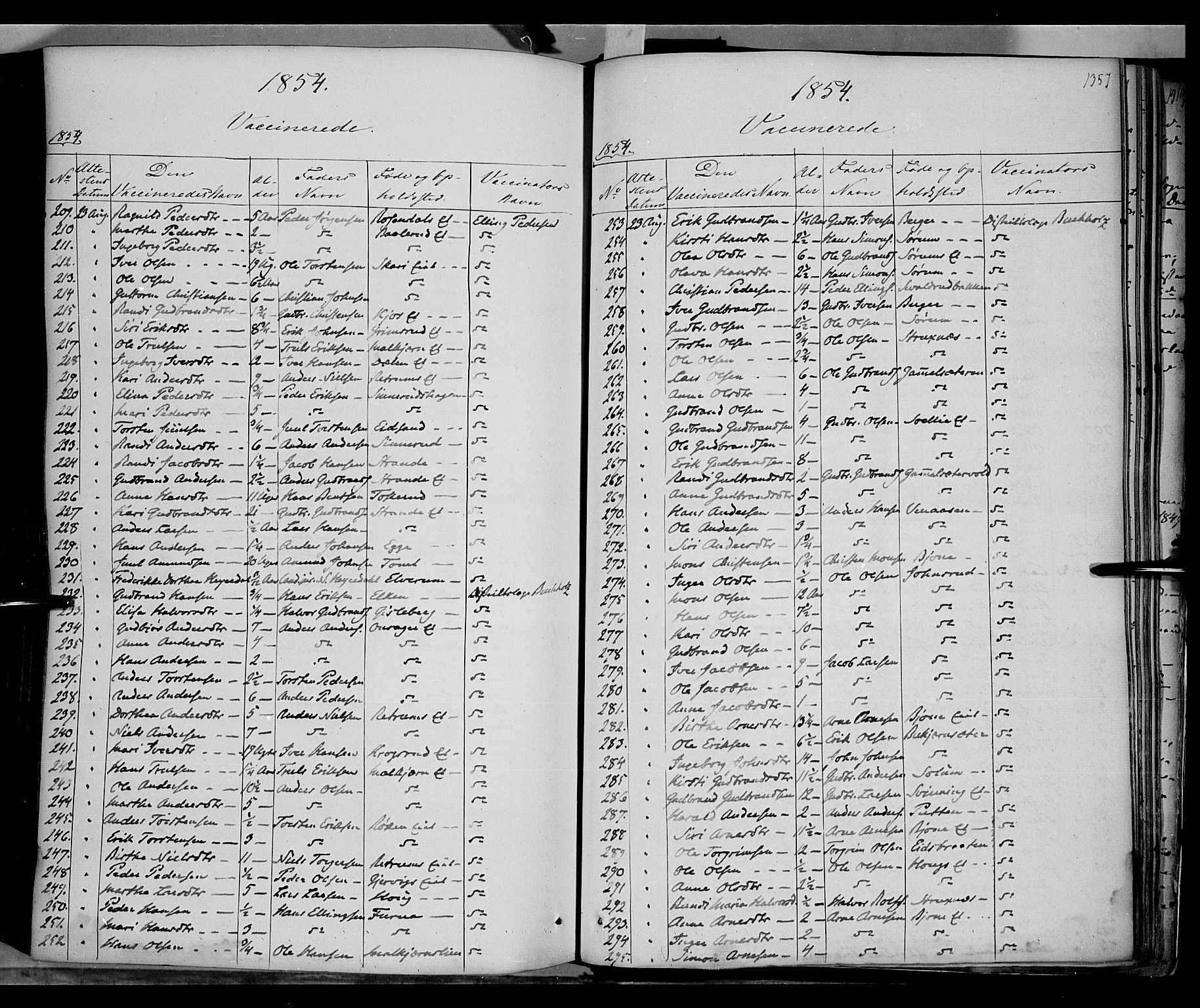 Gran prestekontor, SAH/PREST-112/H/Ha/Haa/L0011: Parish register (official) no. 11, 1842-1856, p. 1356-1357