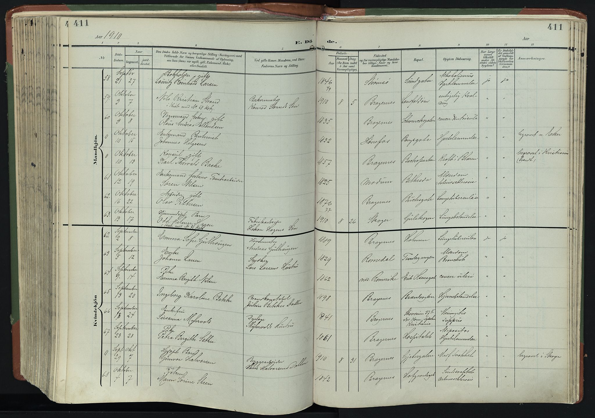 Bragernes kirkebøker, AV/SAKO-A-6/F/Fb/L0009: Parish register (official) no. II 9, 1902-1911, p. 411