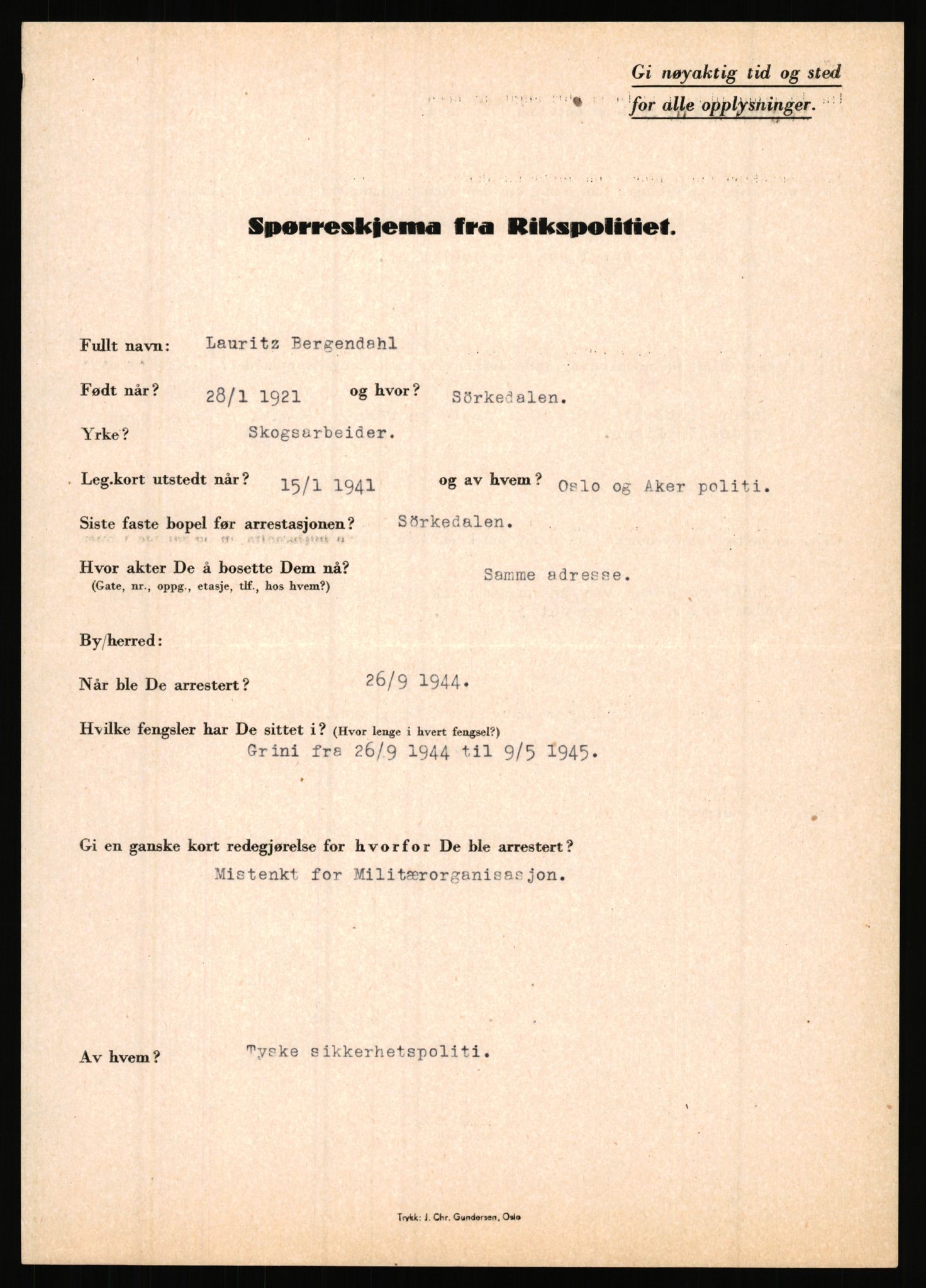 Rikspolitisjefen, AV/RA-S-1560/L/L0002: Berg, Alf - Bråthen, Thorleif, 1940-1945, p. 175