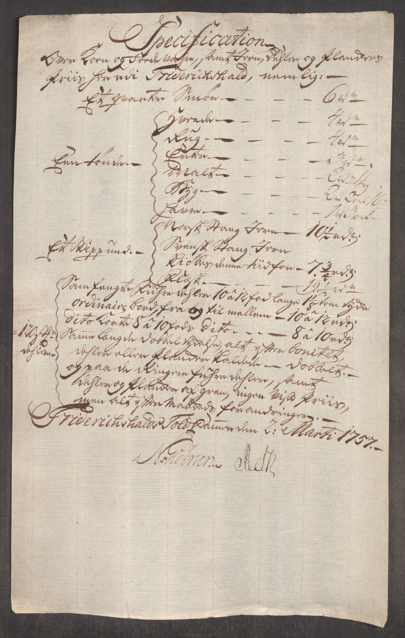 Rentekammeret inntil 1814, Realistisk ordnet avdeling, AV/RA-EA-4070/Oe/L0005: [Ø1]: Priskuranter, 1753-1757, p. 606