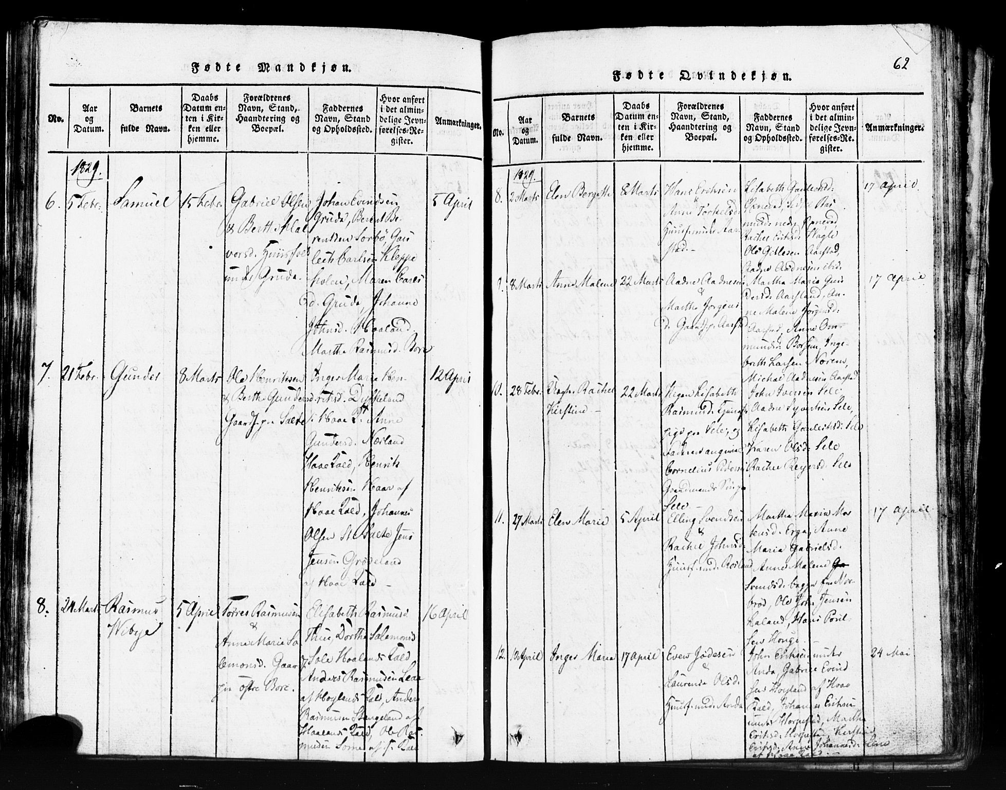 Klepp sokneprestkontor, SAST/A-101803/001/3/30BB/L0001: Parish register (copy) no.  B 1, 1816-1859, p. 62