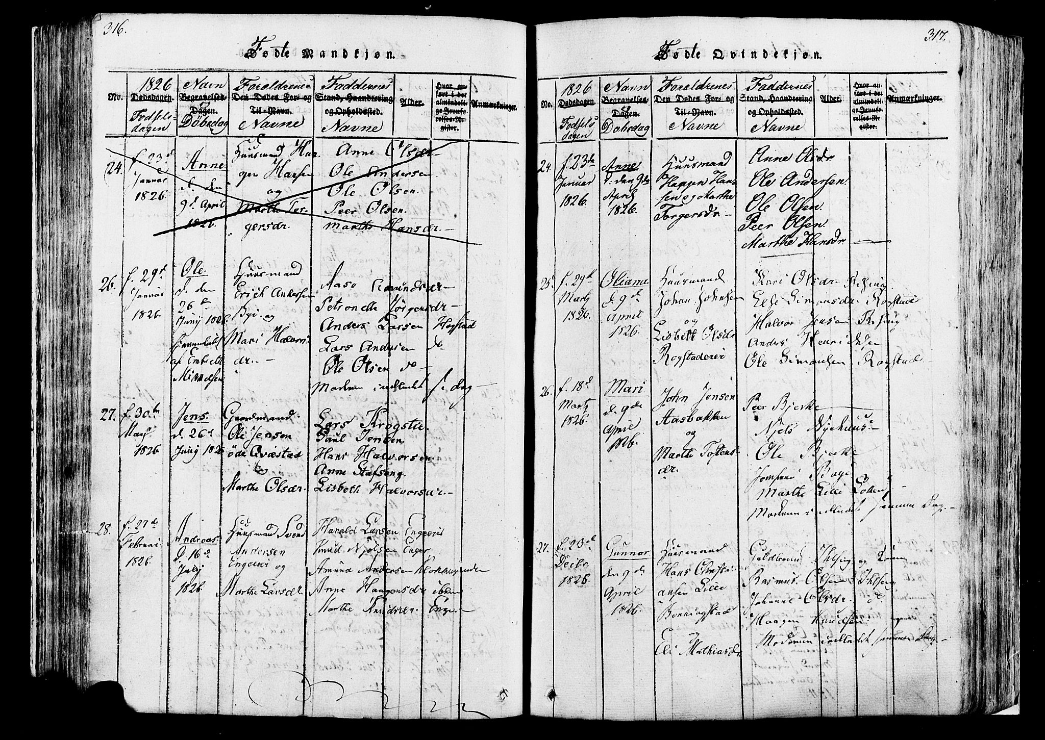 Løten prestekontor, AV/SAH-PREST-022/K/Ka/L0005: Parish register (official) no. 5, 1814-1832, p. 316-317