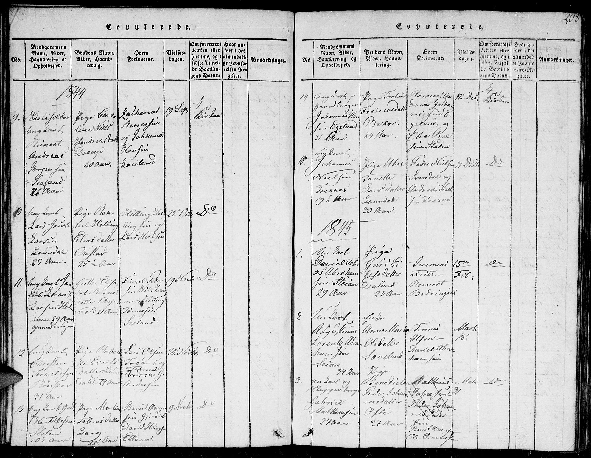 Herad sokneprestkontor, AV/SAK-1111-0018/F/Fb/Fba/L0001: Parish register (copy) no. B 1, 1815-1852, p. 208