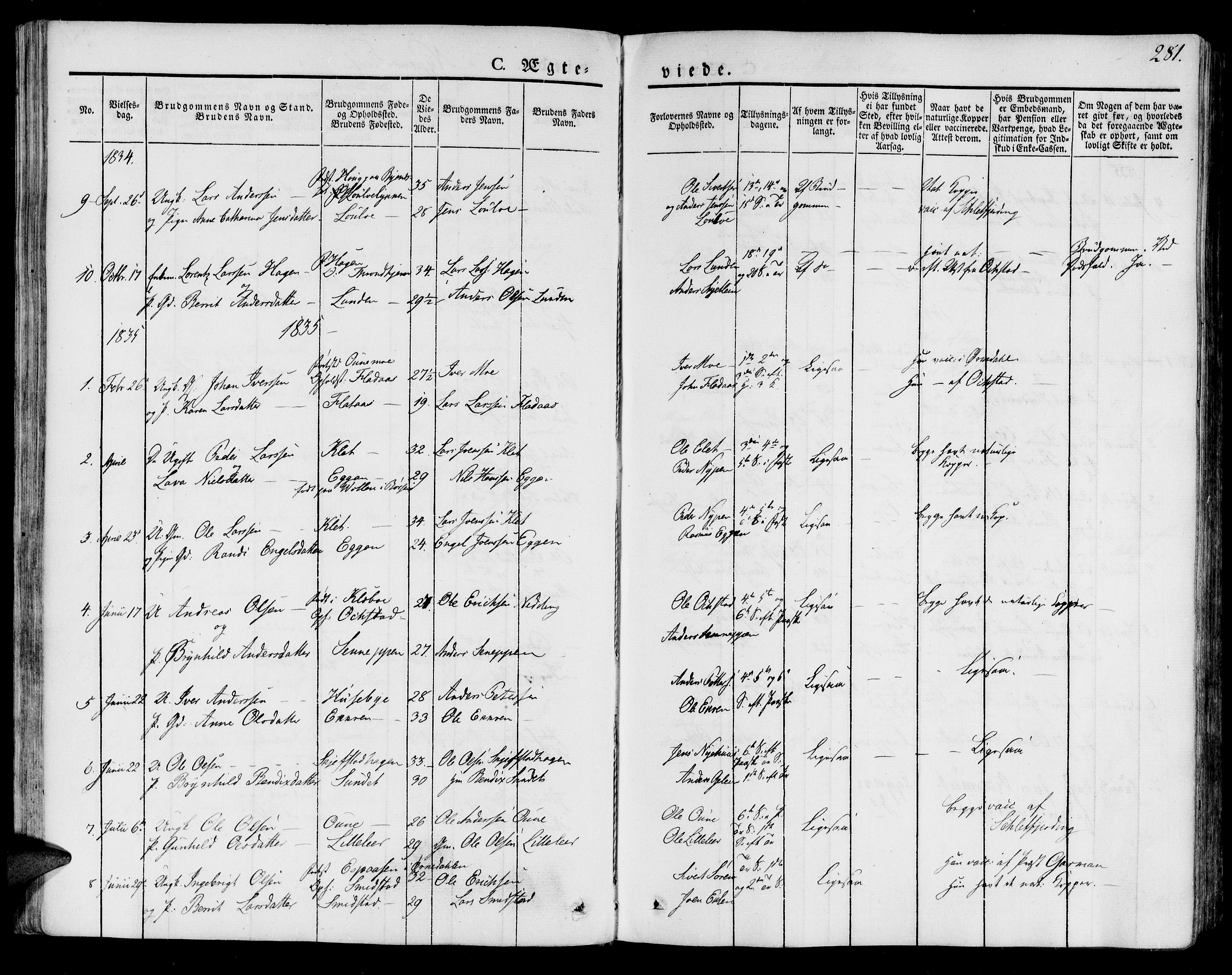 Ministerialprotokoller, klokkerbøker og fødselsregistre - Sør-Trøndelag, SAT/A-1456/691/L1071: Parish register (official) no. 691A05 /2, 1826-1841, p. 281
