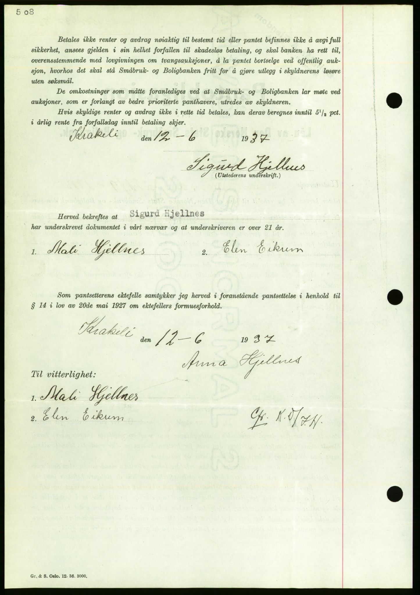 Nordmøre sorenskriveri, AV/SAT-A-4132/1/2/2Ca/L0091: Mortgage book no. B81, 1937-1937, Diary no: : 1581/1937