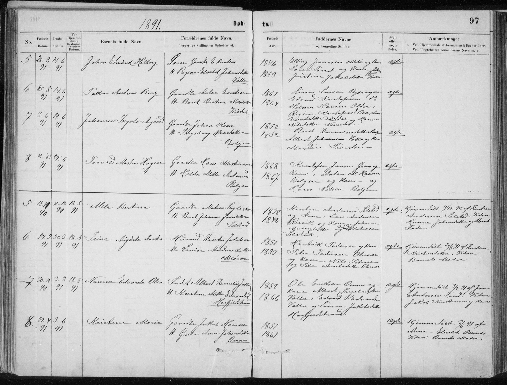 Ministerialprotokoller, klokkerbøker og fødselsregistre - Nordland, AV/SAT-A-1459/843/L0636: Parish register (copy) no. 843C05, 1884-1909, p. 97